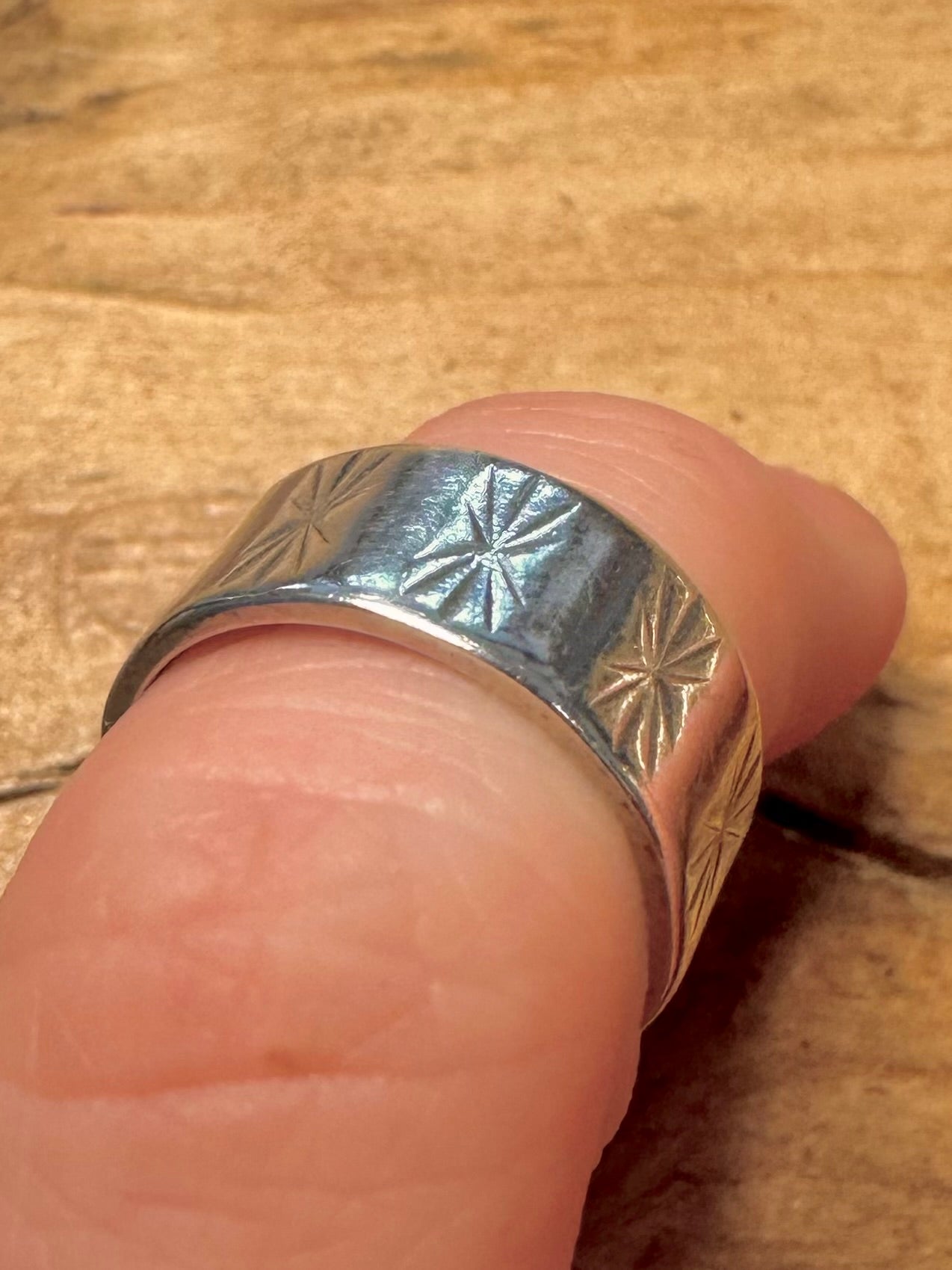 Vintage X Engraved Band 925 Silver Size i1/2 Ring