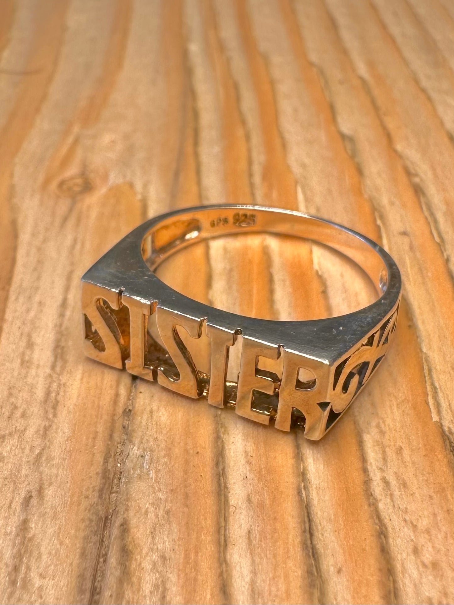 Vintage Sister Gold on 925 Sterling Silver Size O Ring