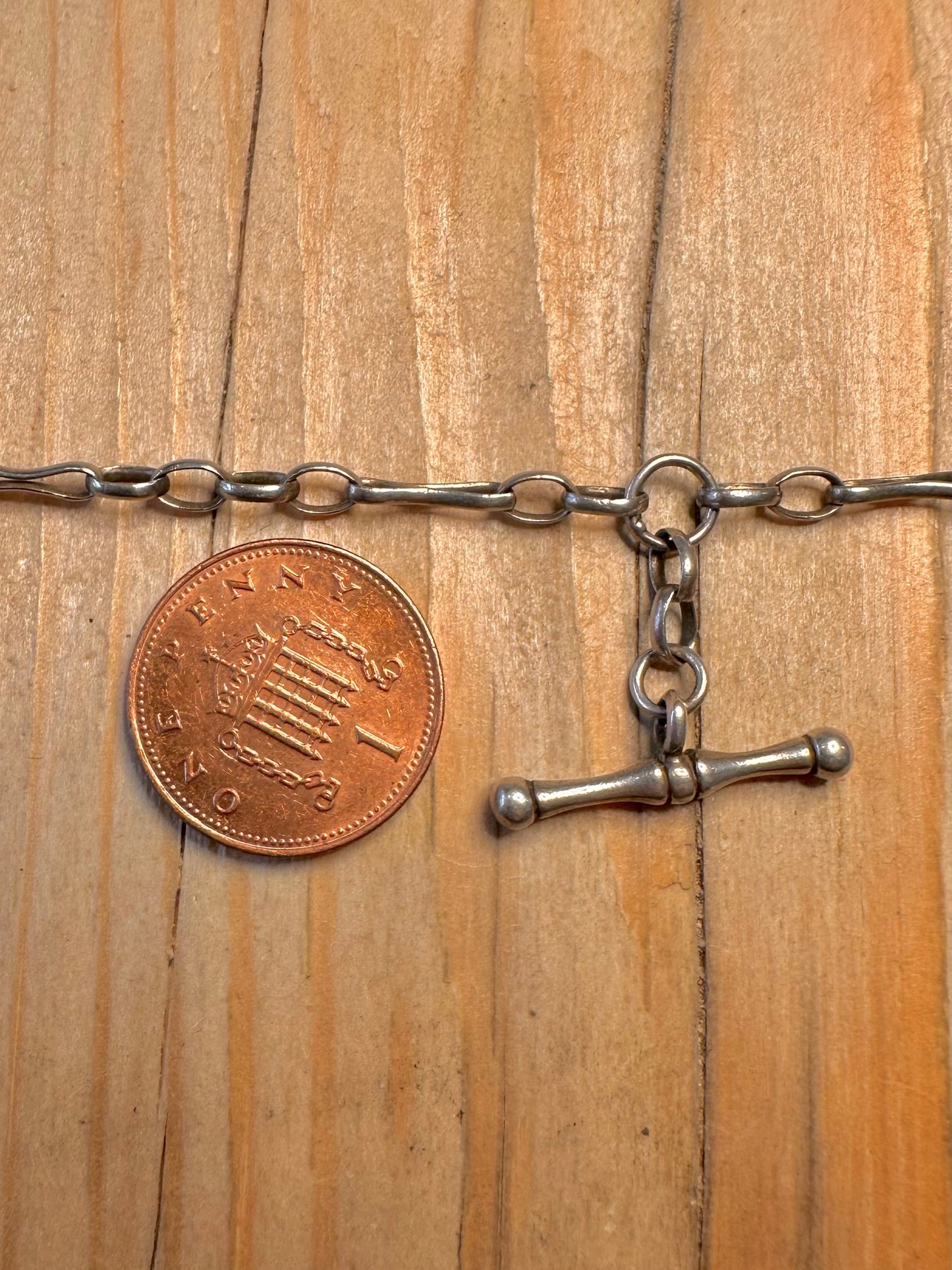 Vintage Unique Chain T Bar Maker CC 925 Sterling Silver 19 inch Necklace
