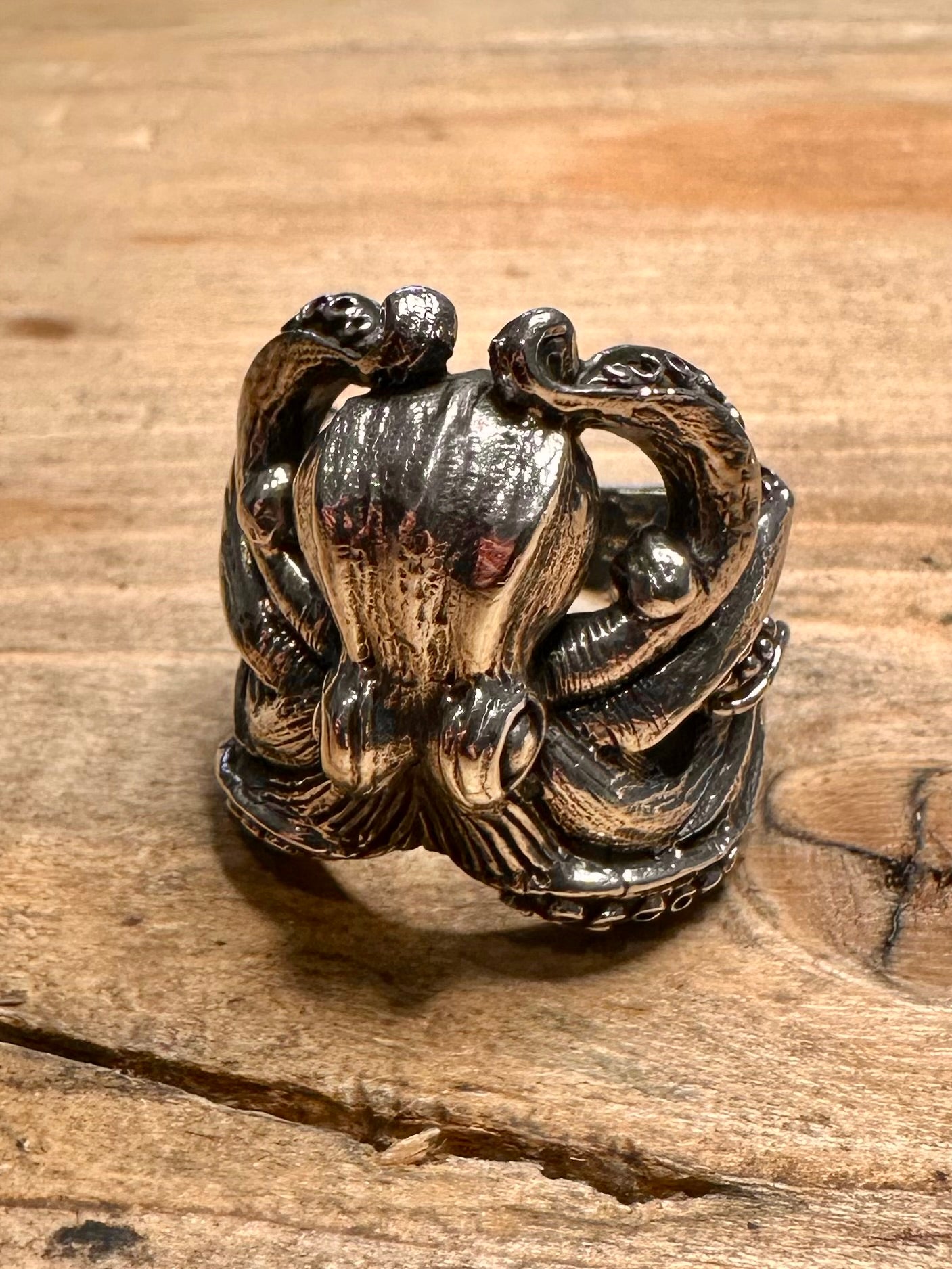 Vintage Large Octopus 925 Silver Size R1/2 Ring