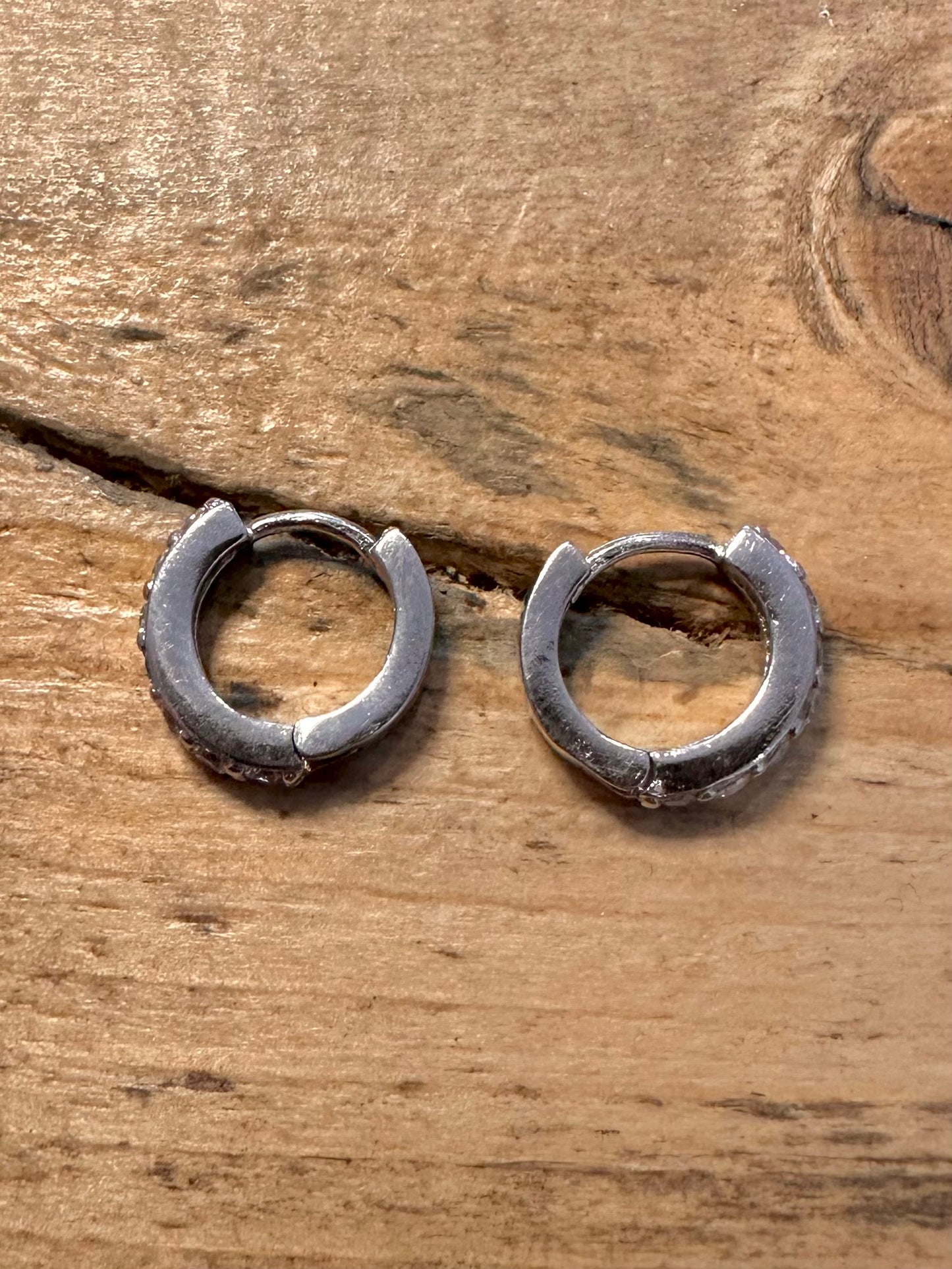 Modern CZ Stone Hoops 925 Silver Earrings
