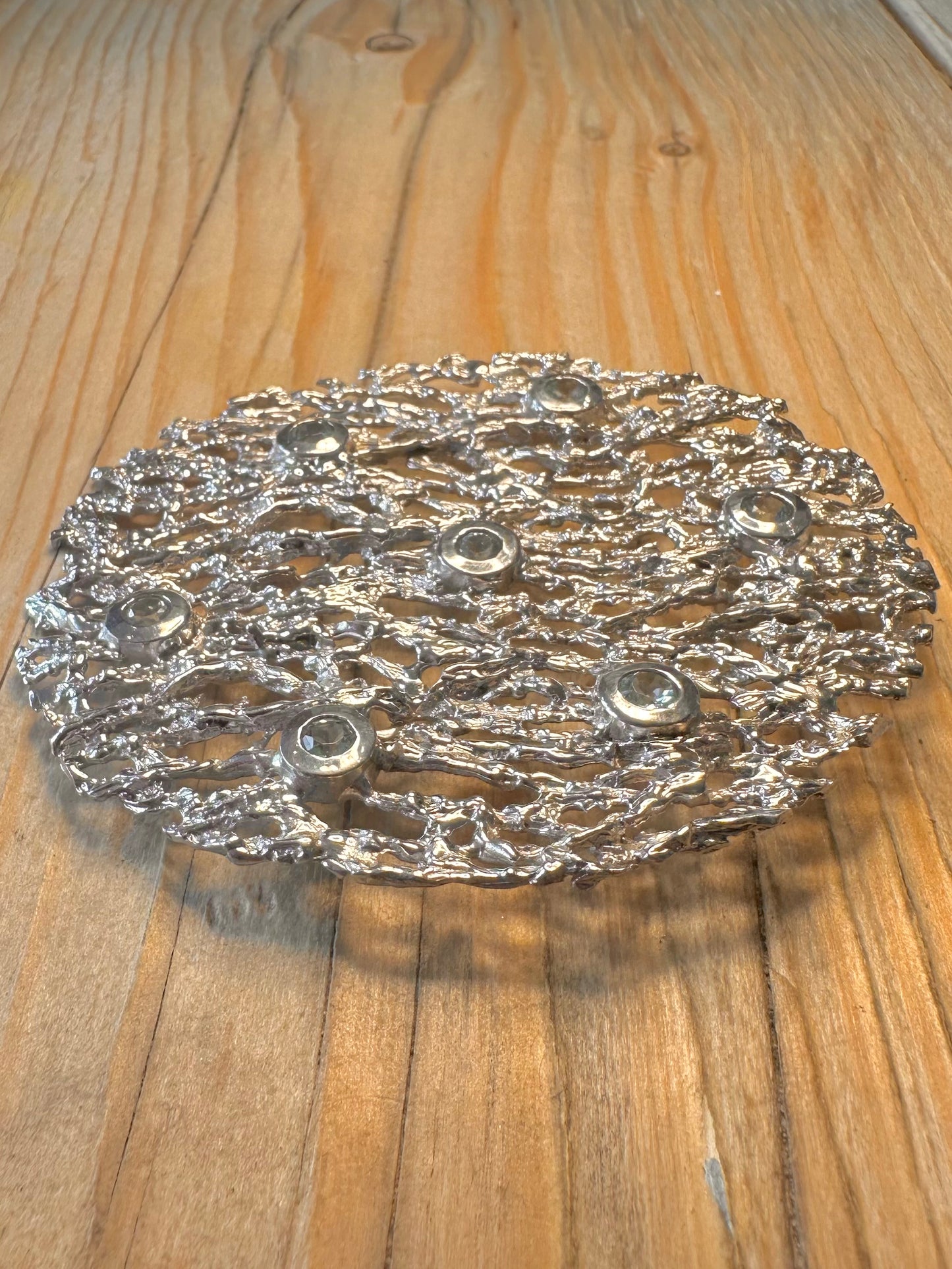 Abstract Textured Blue Topaz 925 Sterling Sliver Pendant