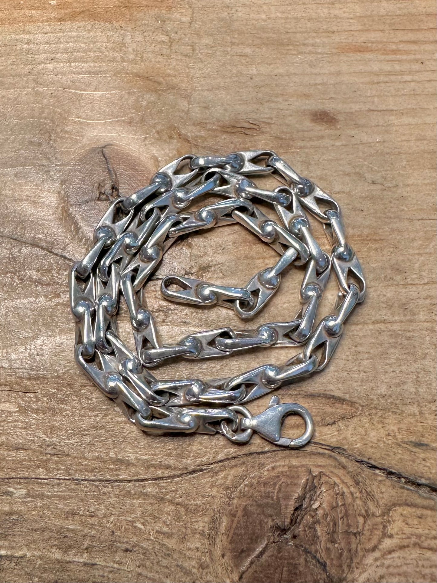 Vintage Abstract Unique Bar Link 925 Silver 15.3 inch Necklace