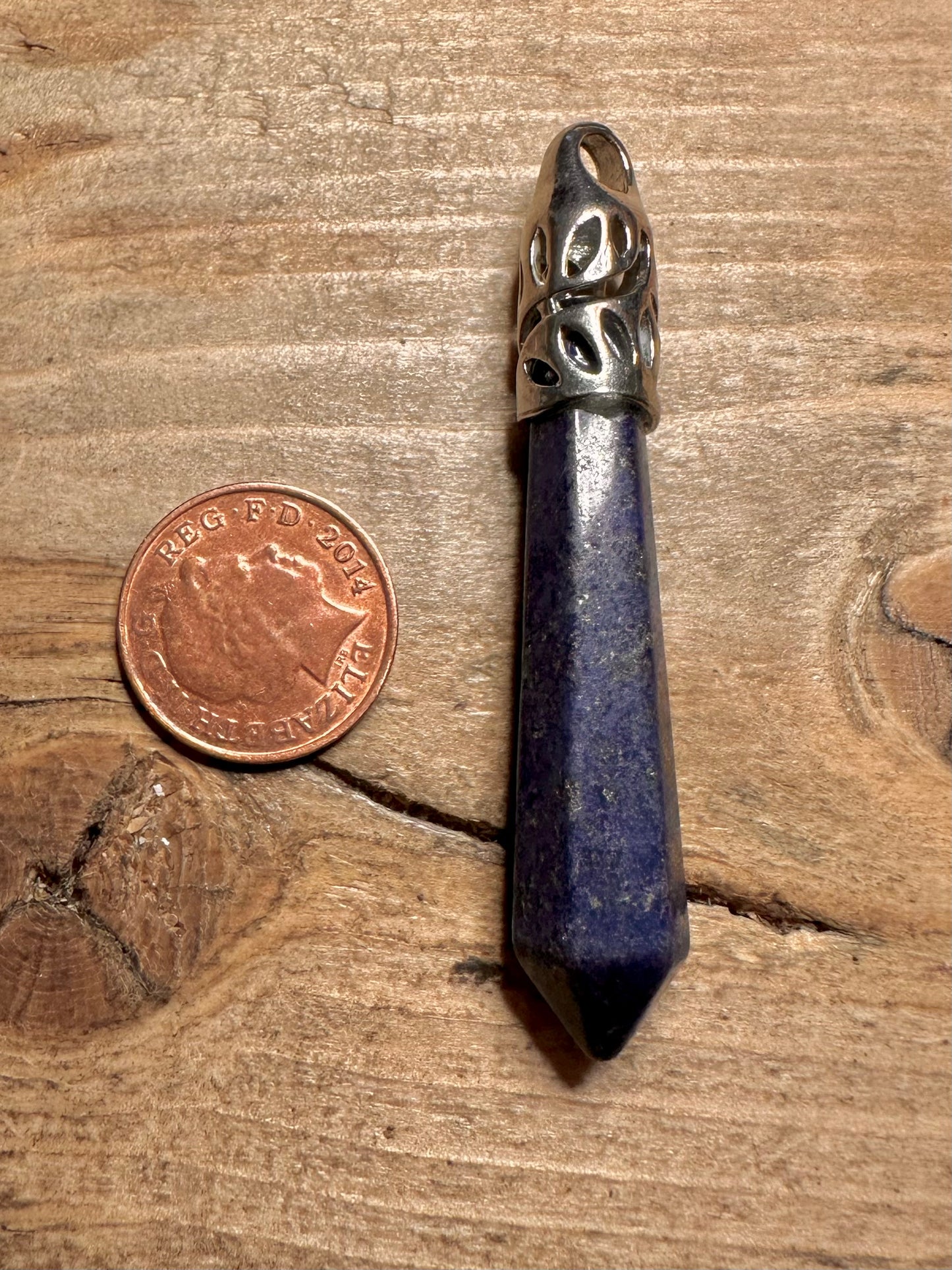 Vintage Lapis Pillar 925 Silver Pendant