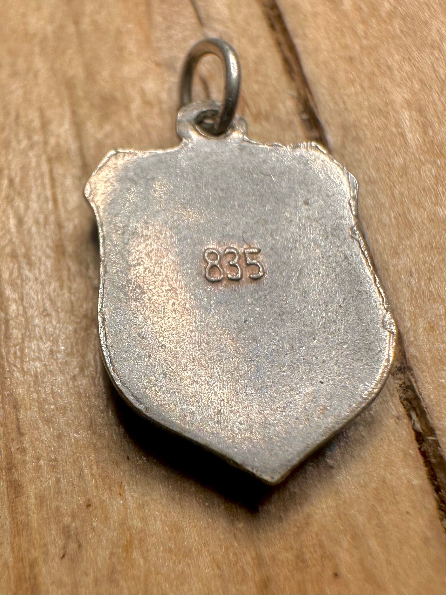 Vintage Berlin Sieges Saule Enamel Crest 835 Silver Charm Pendant