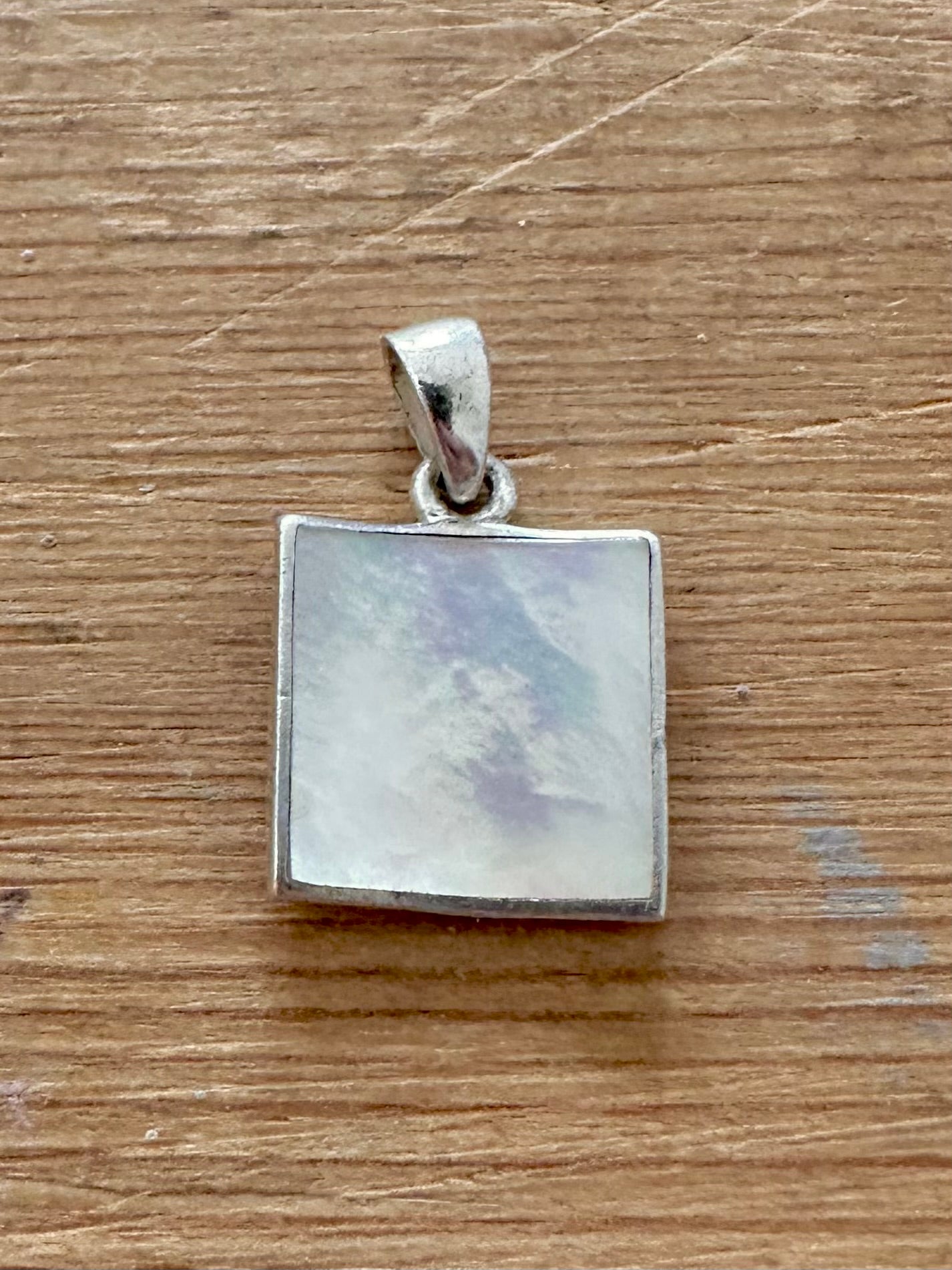 Modern Mother of Pearl Square 925 Silver Pendant