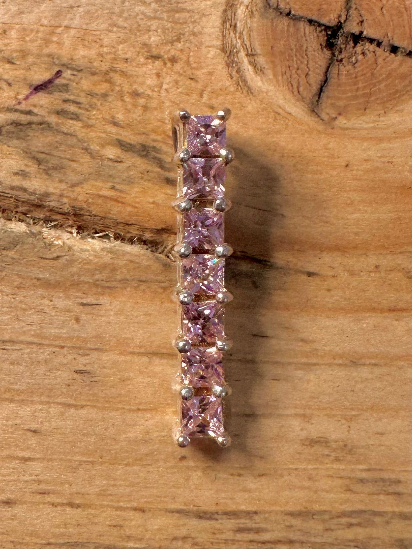 Modern Purple CZ Rectangle 925 Silver Pendant