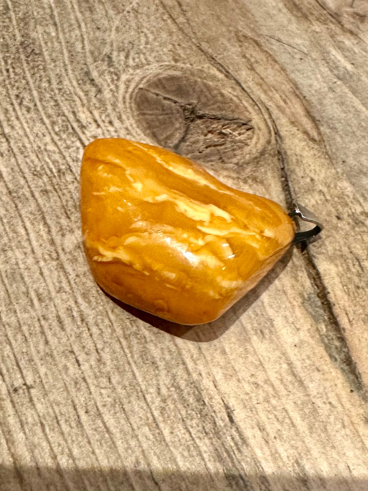 Vintage Raw Butterscotch Amber 925 Silver Pendant