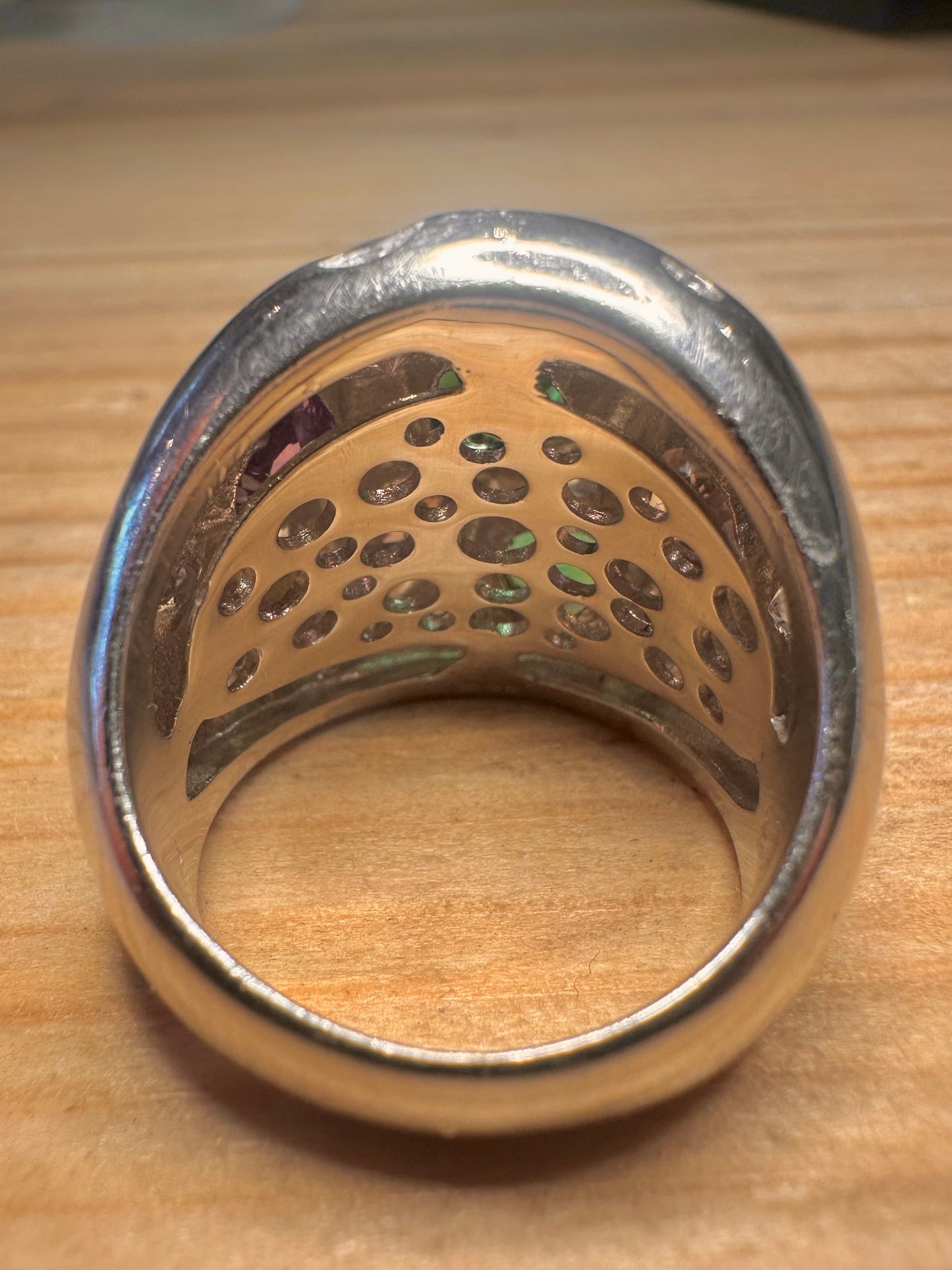 Bella Étoile Multi Gemstone Dome Hearts 925 Sterling Silver Size P1/2 Ring