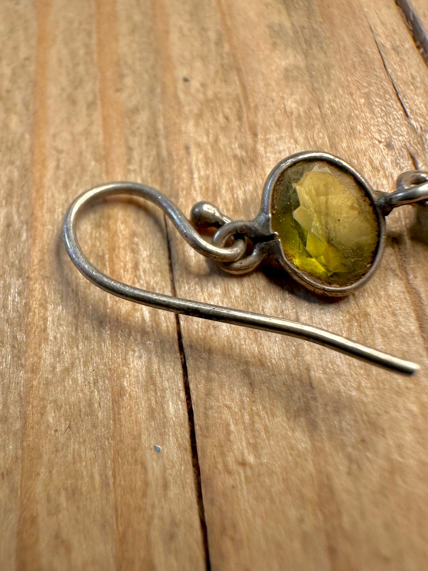 Vintage Peridot Dangle 925 Sterling Silver Earrings