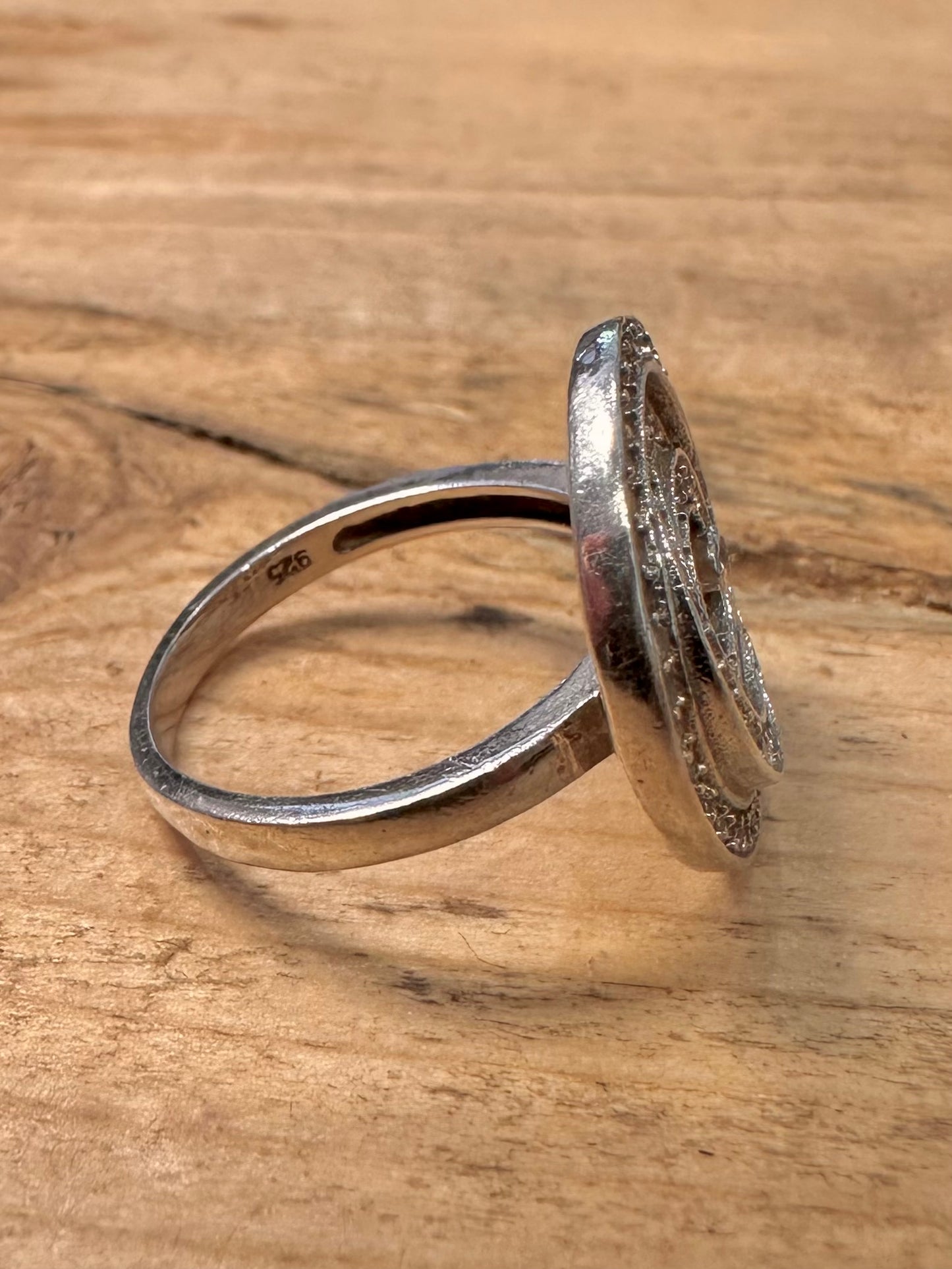 Modern Swirl CZ 925 Silver Size N Ring