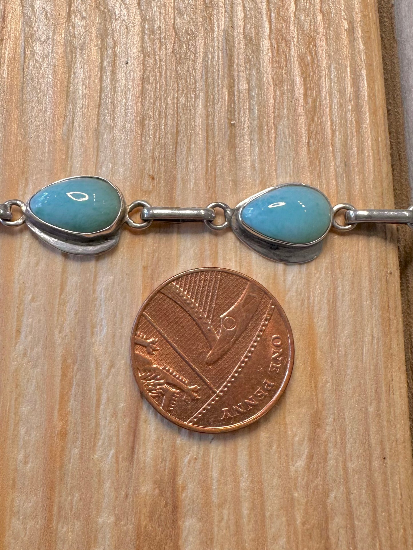 Vintage Larimar 925 Silver 8.1 inch Bracelet