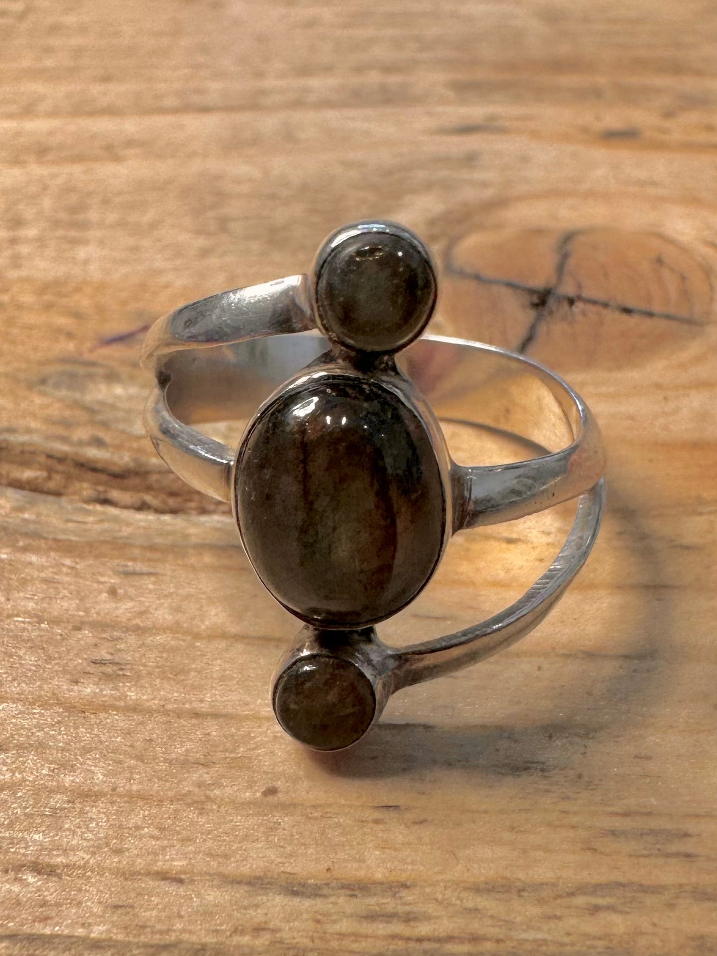 Modernist Labradorite 925 Silver Size Q Ring