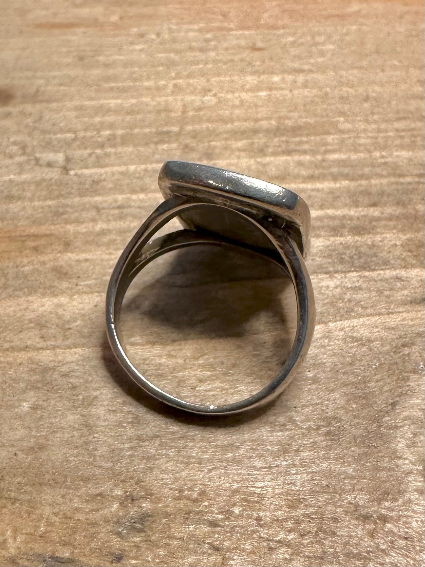 Abstract Coloured Mother of Pearl Rectangle 925 Silver Size K1/2 Ring