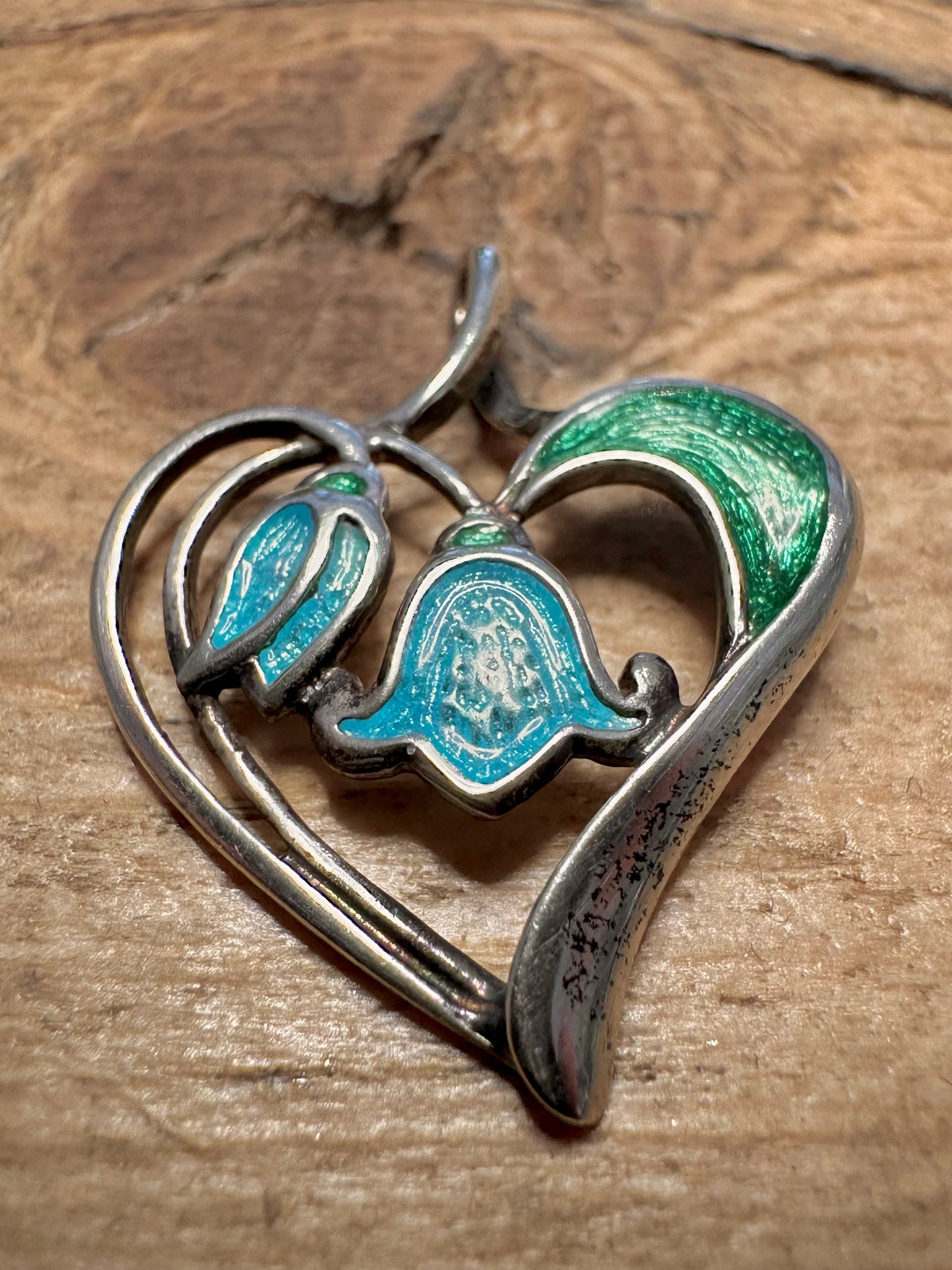 Vintage Enamel Flower 925 Silver Pendant