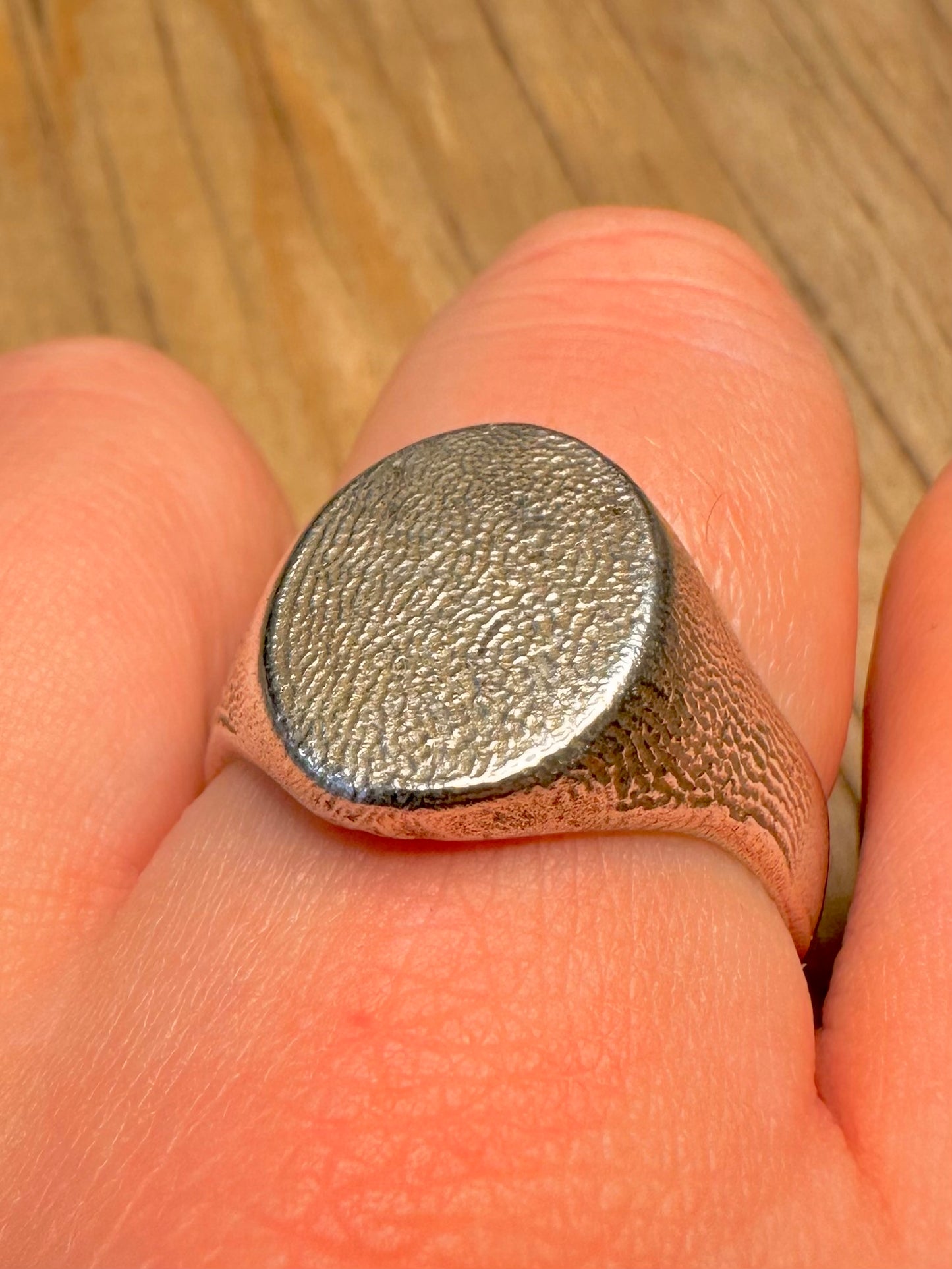 Vintage 1984 Textured Signet 925 Sterling Silver Size U1/2 Ring