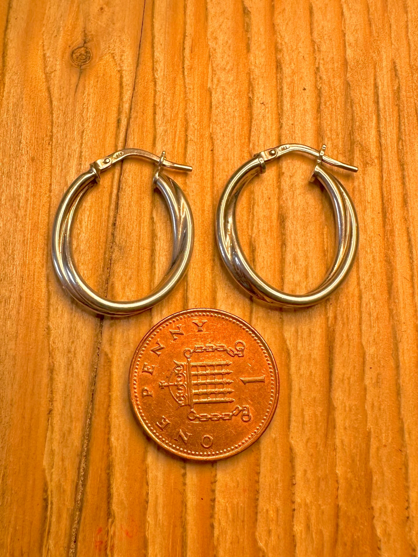 Vintage Twisted Oval Hoops 925 Sterling Silver Earrings