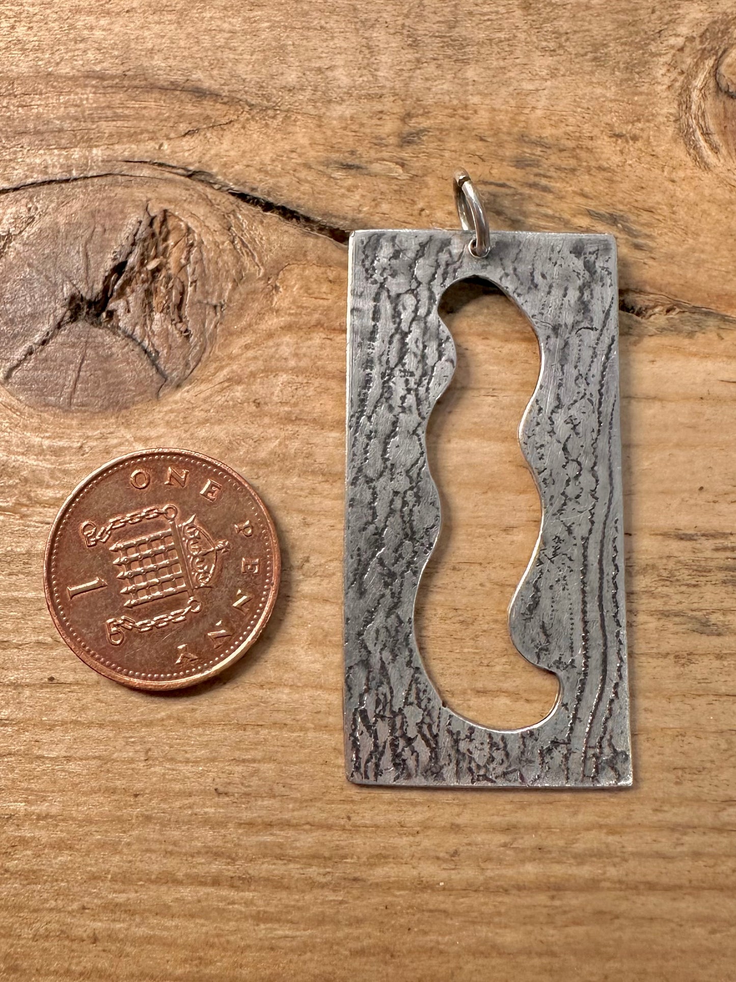 Abstract Textured Rectangle 925 Silver Pendant