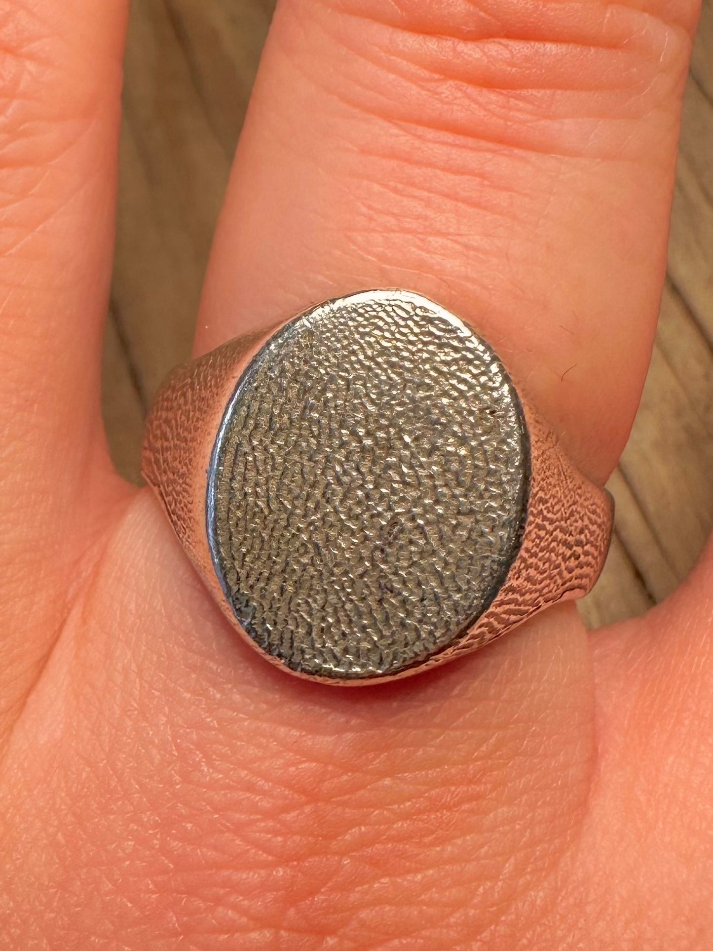 Vintage 1984 Textured Signet 925 Sterling Silver Size U1/2 Ring