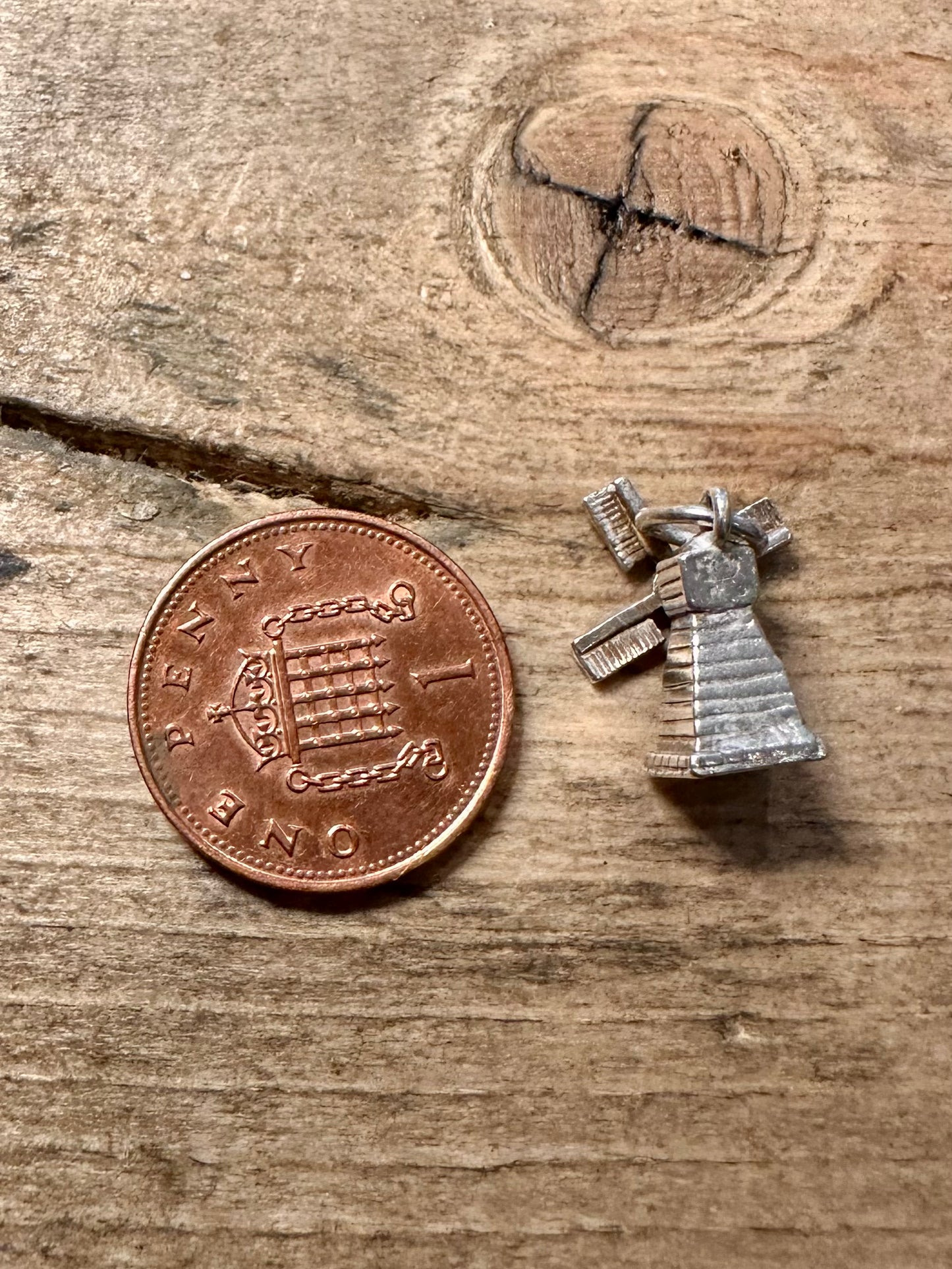 Vintage Articulated Windmill 925 Silver Charm Pendant