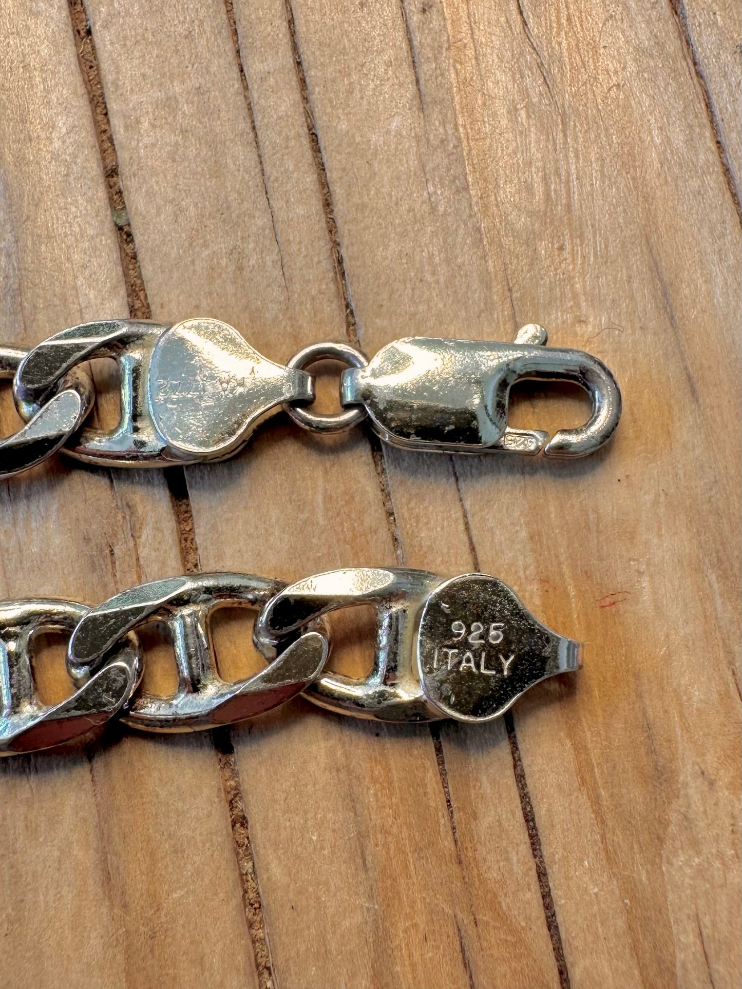 Vintage Anchor Link Italy 925 Silver 8 inch Bracelet