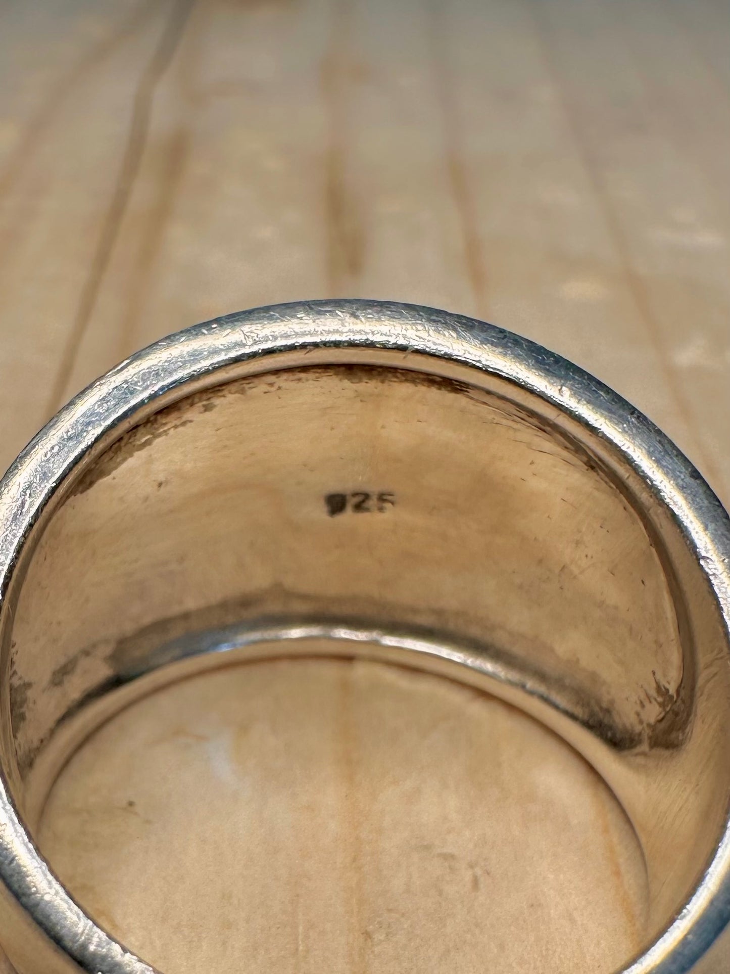 Wide Band 925 Sterling Silver Size R Ring