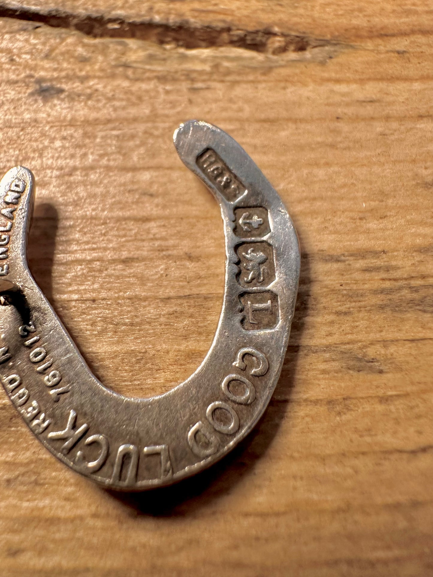 Vintage 1935 Horseshoe Good Luck Made in England 925 Silver Pendant