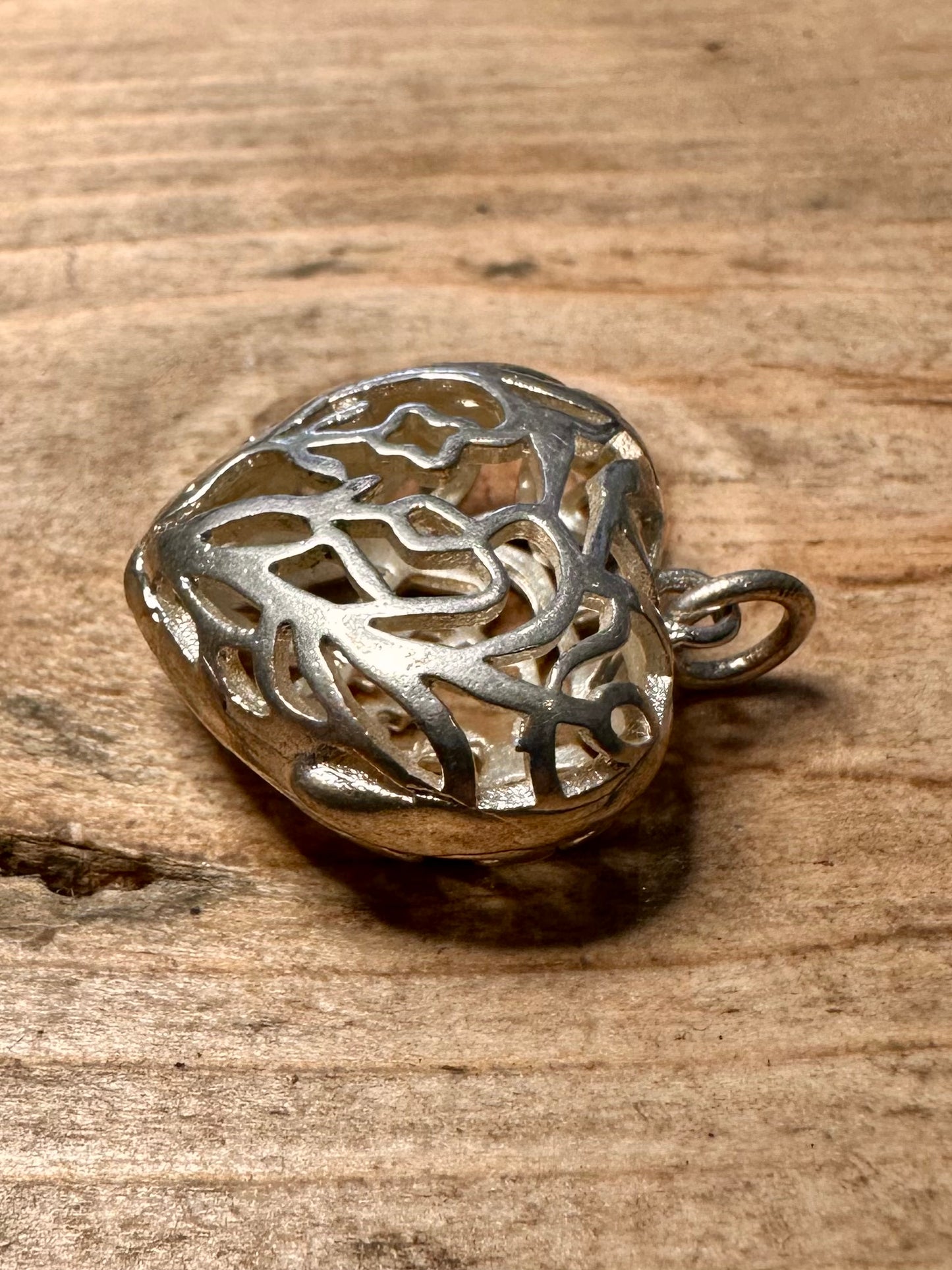 Vintage Filigree Heart 925 Silver Pendant