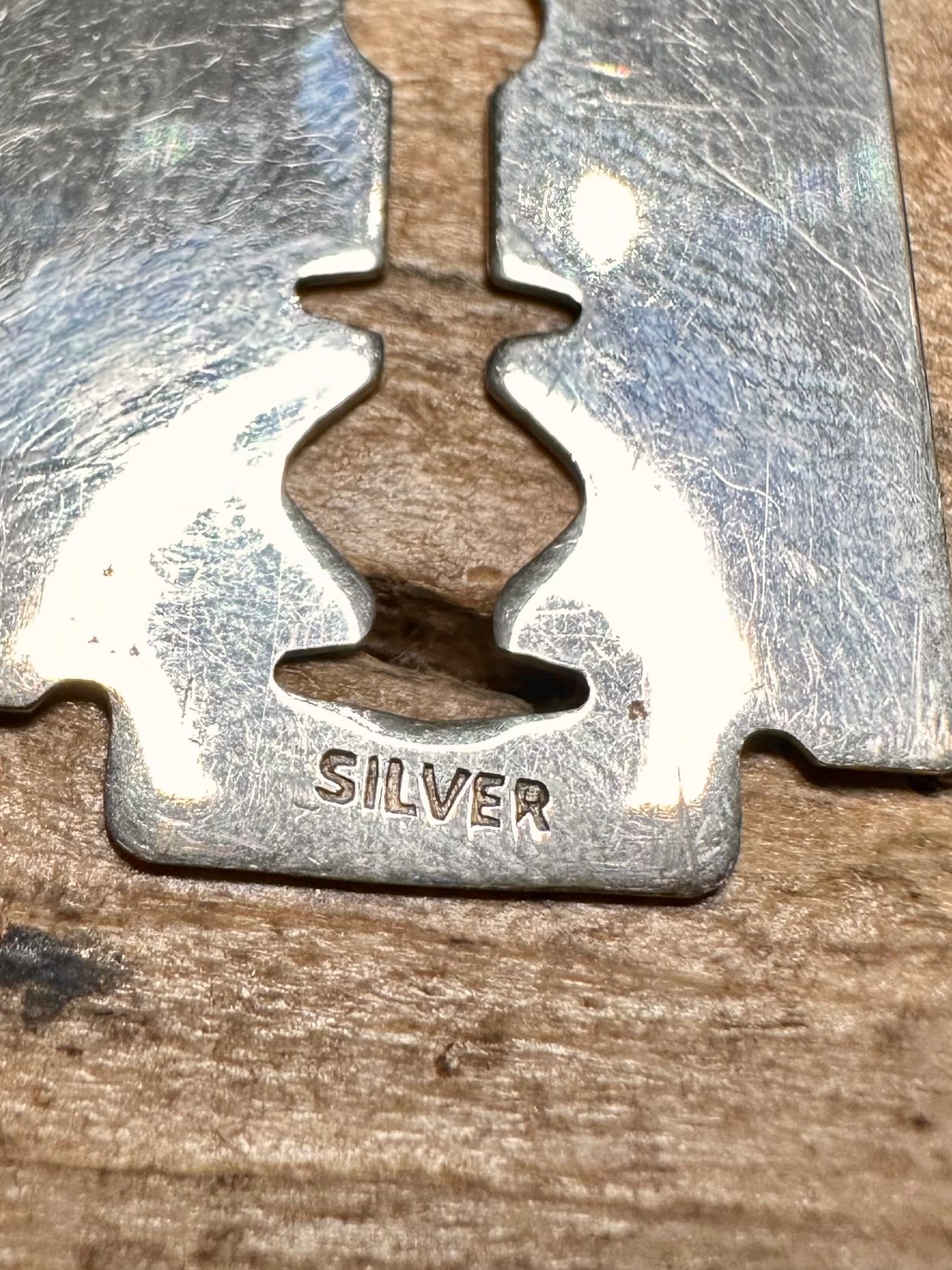 Vintage Razor Blade Blunt 925 Silver Pendant