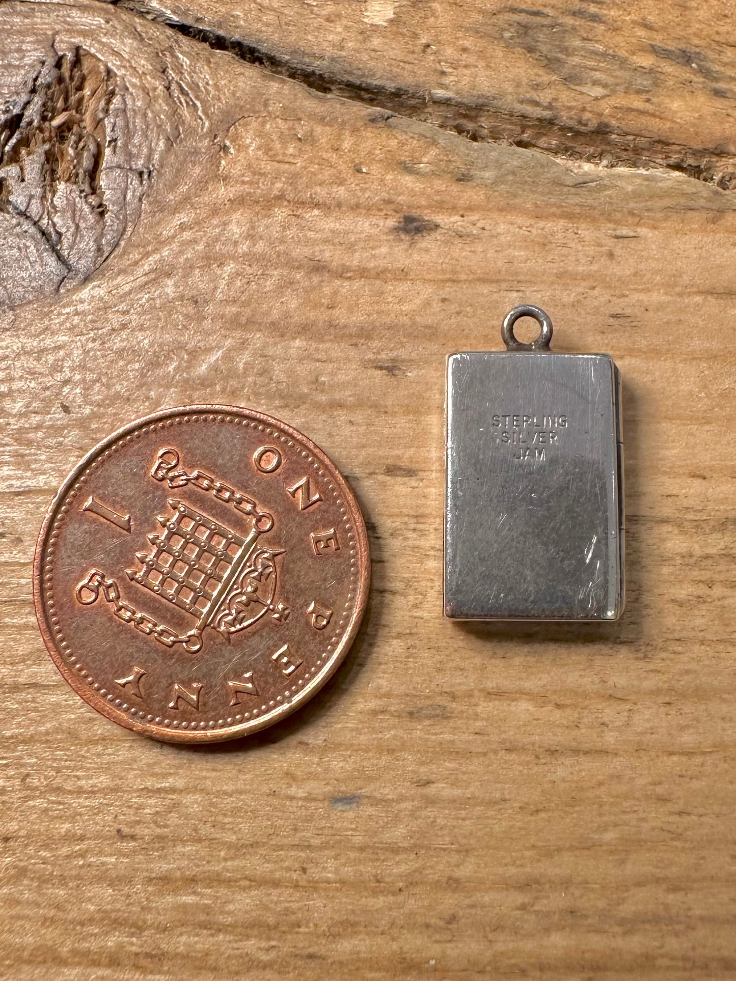 Vintage Rectangle Engraved 925 Silver Locket Pendant