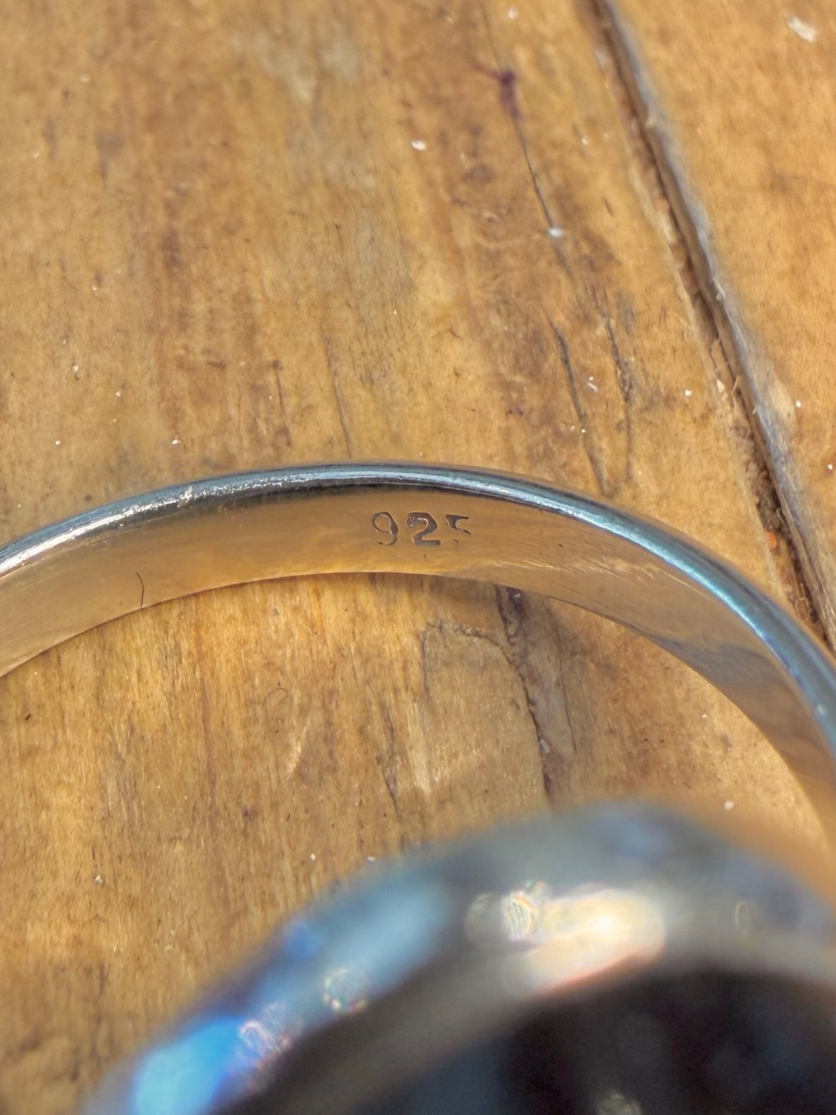 Blue Sandstone Oval 925 Sterling Silver Size V Ring