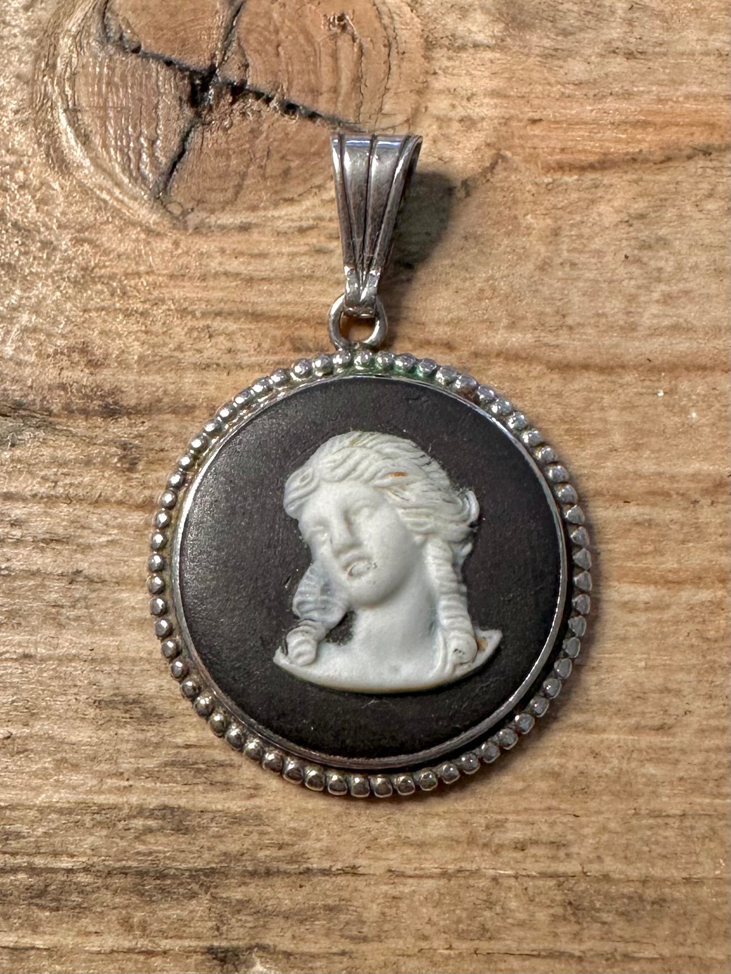 Vintage Black Wedgwood 925 Silver Made in England Pendant