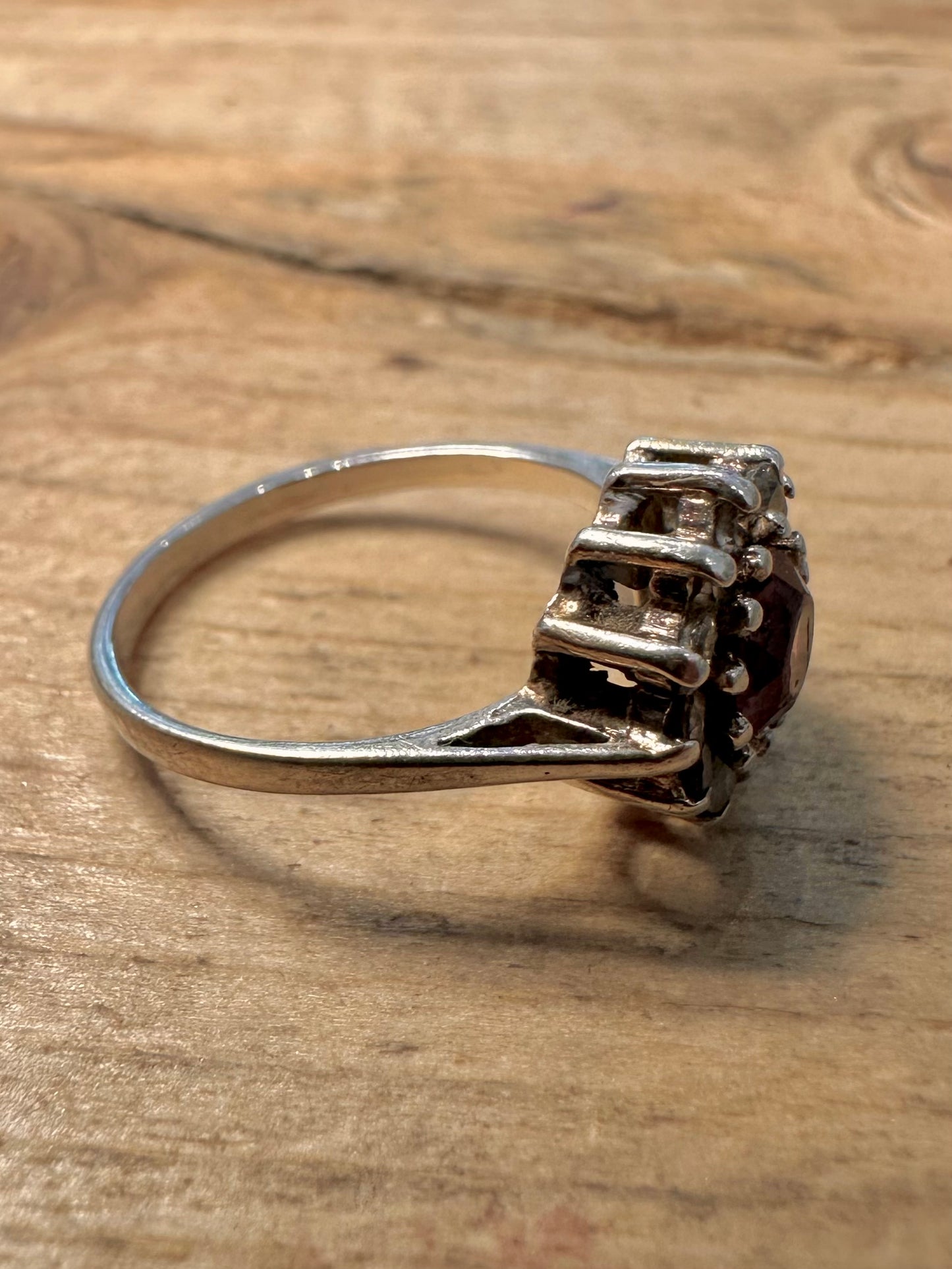 Vintage Amethyst and White Stone 925 Silver Size M Ring