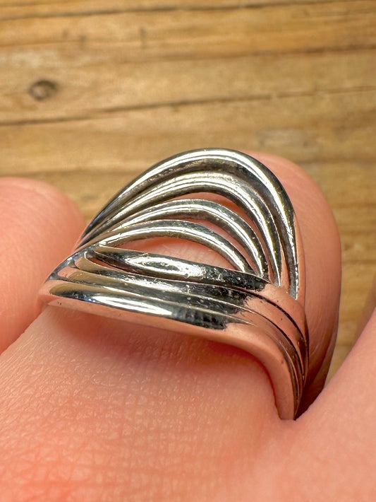 Abstract Wavy 925 Sterling Silver Size S1/2 Ring