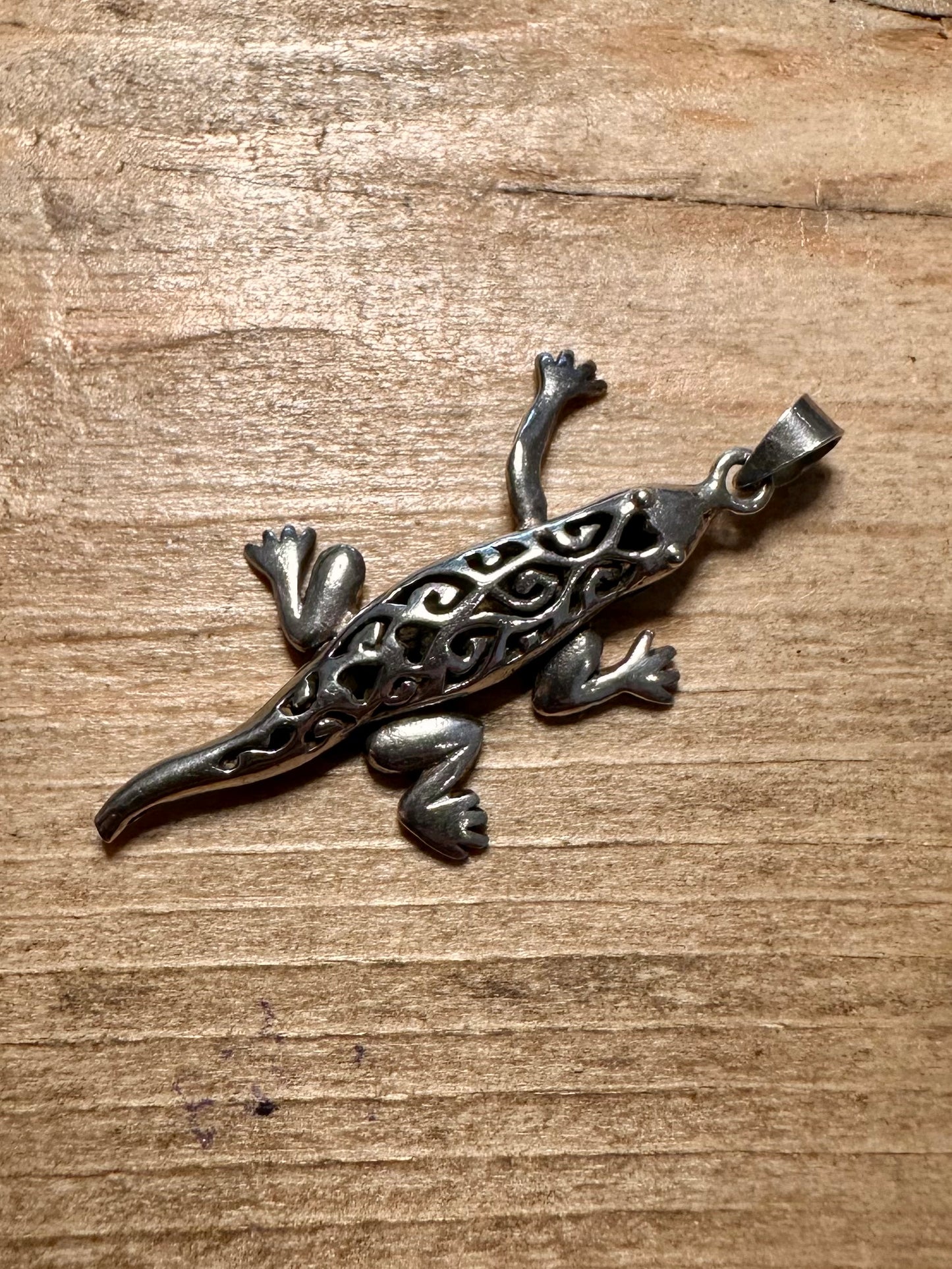 Vintage Articulated Lizard 925 Silver Pendant