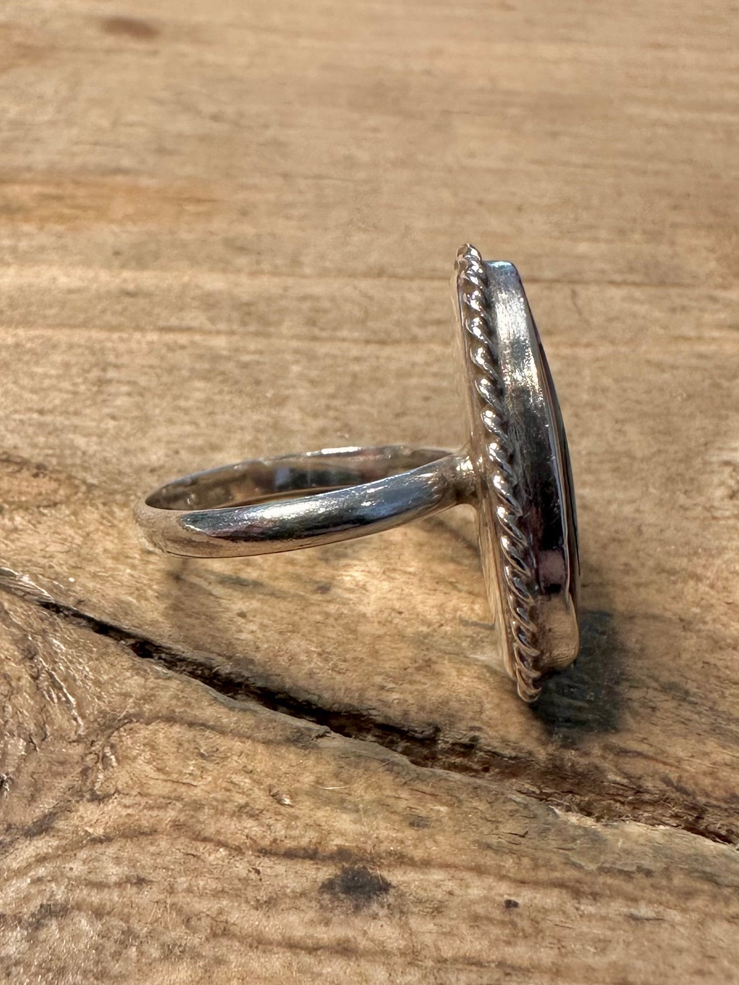 Vintage Abalone 925 Silver Size M Ring