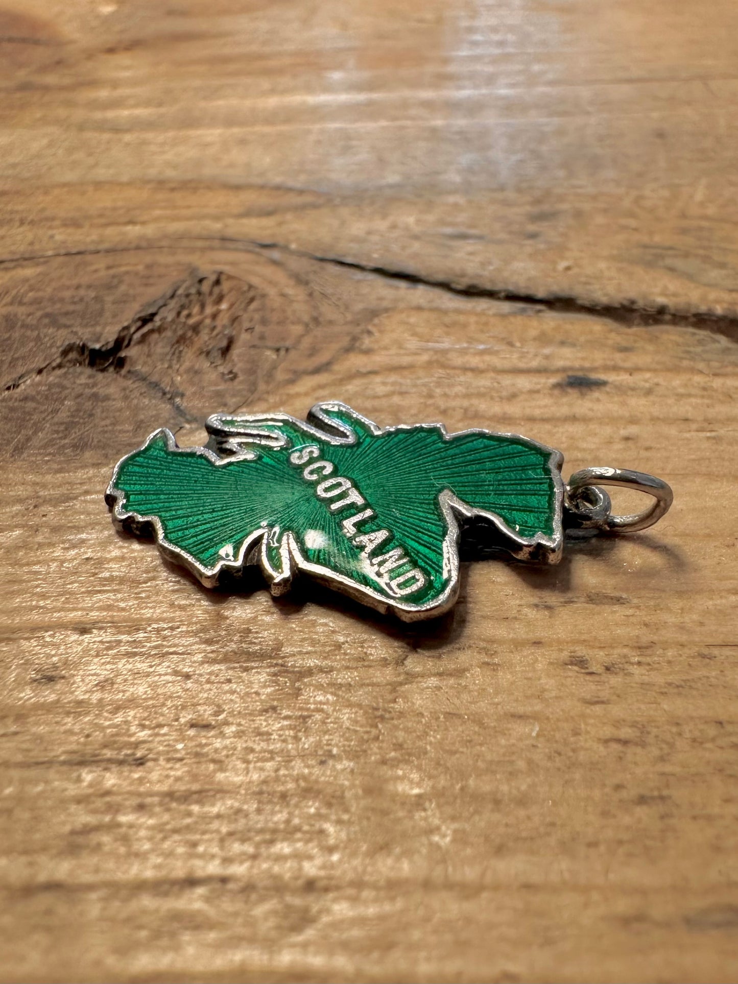 Vintage Scotland Green Enamel 925 Silver Charm Pendant