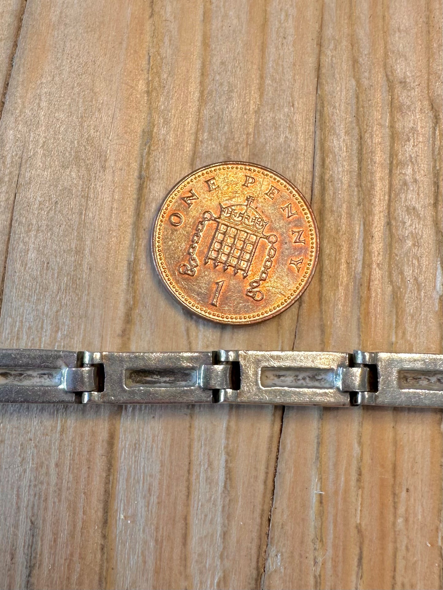 Vintage Mother of Pearl Bar 925 Sterling Silver 7.5 inch Bracelet