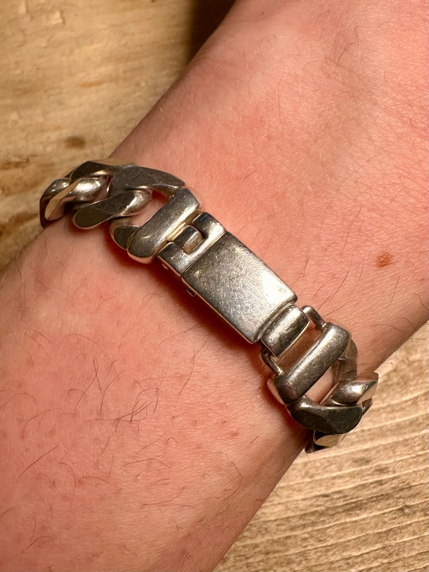 Modern 2002 Curb Chain Push Clasp 925 Silver London 8.1 inch Bracelet