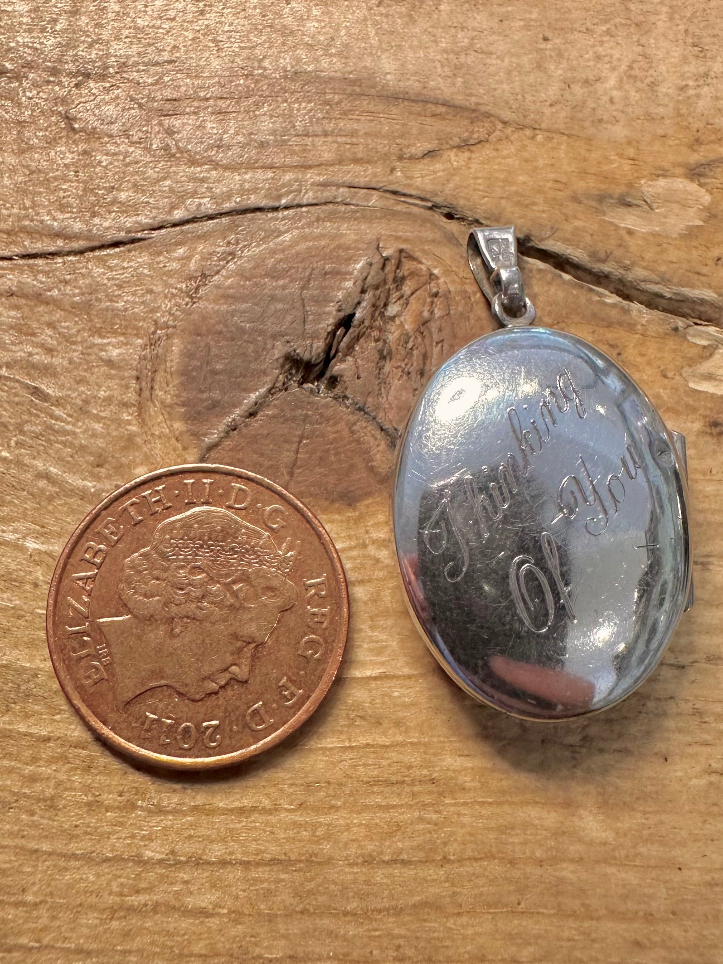 Vintage Engraved Oval Locket 925 Silver Pendant