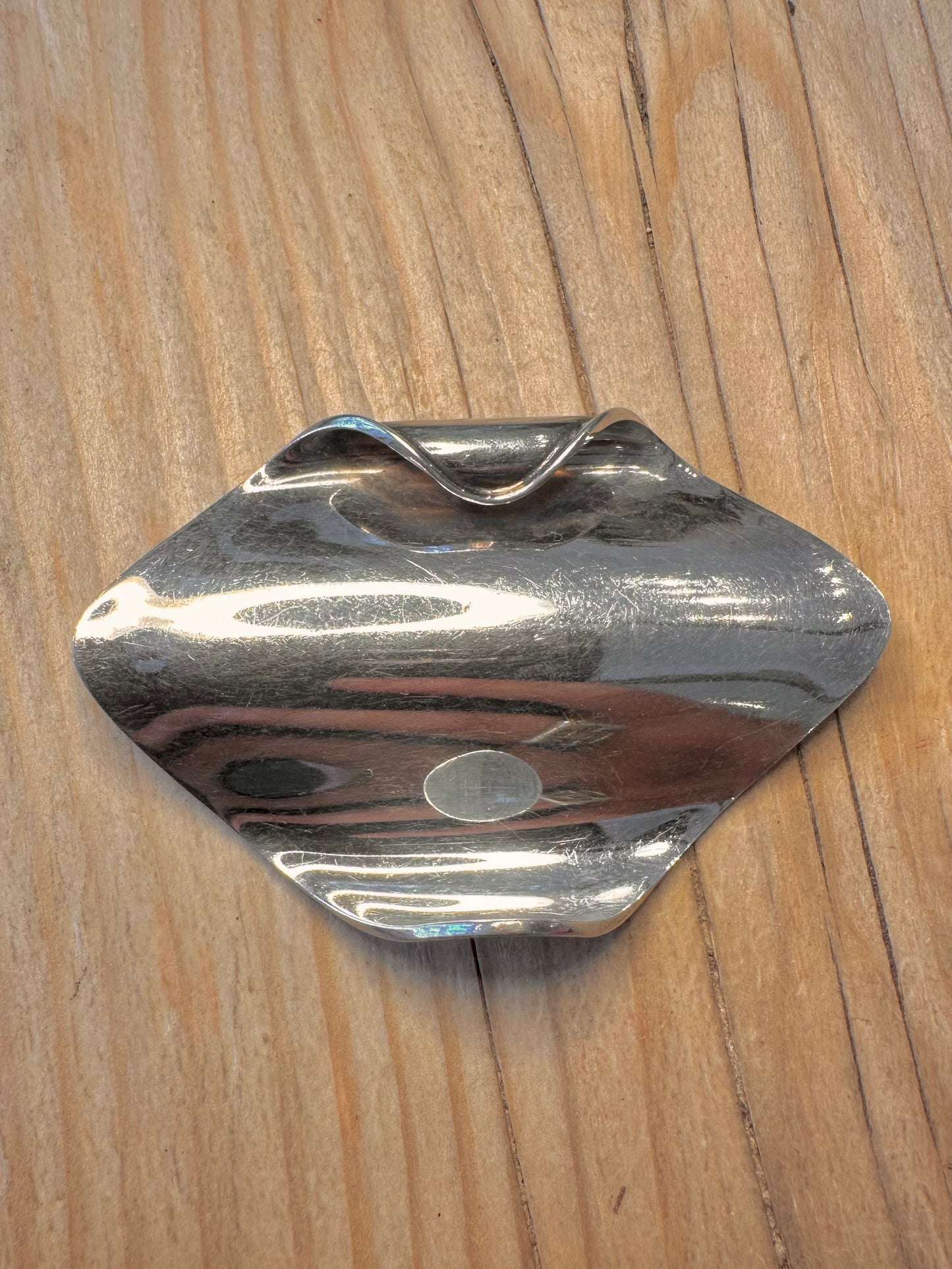 Abstract Modernist Wavy Italy 925 Silver Brooch