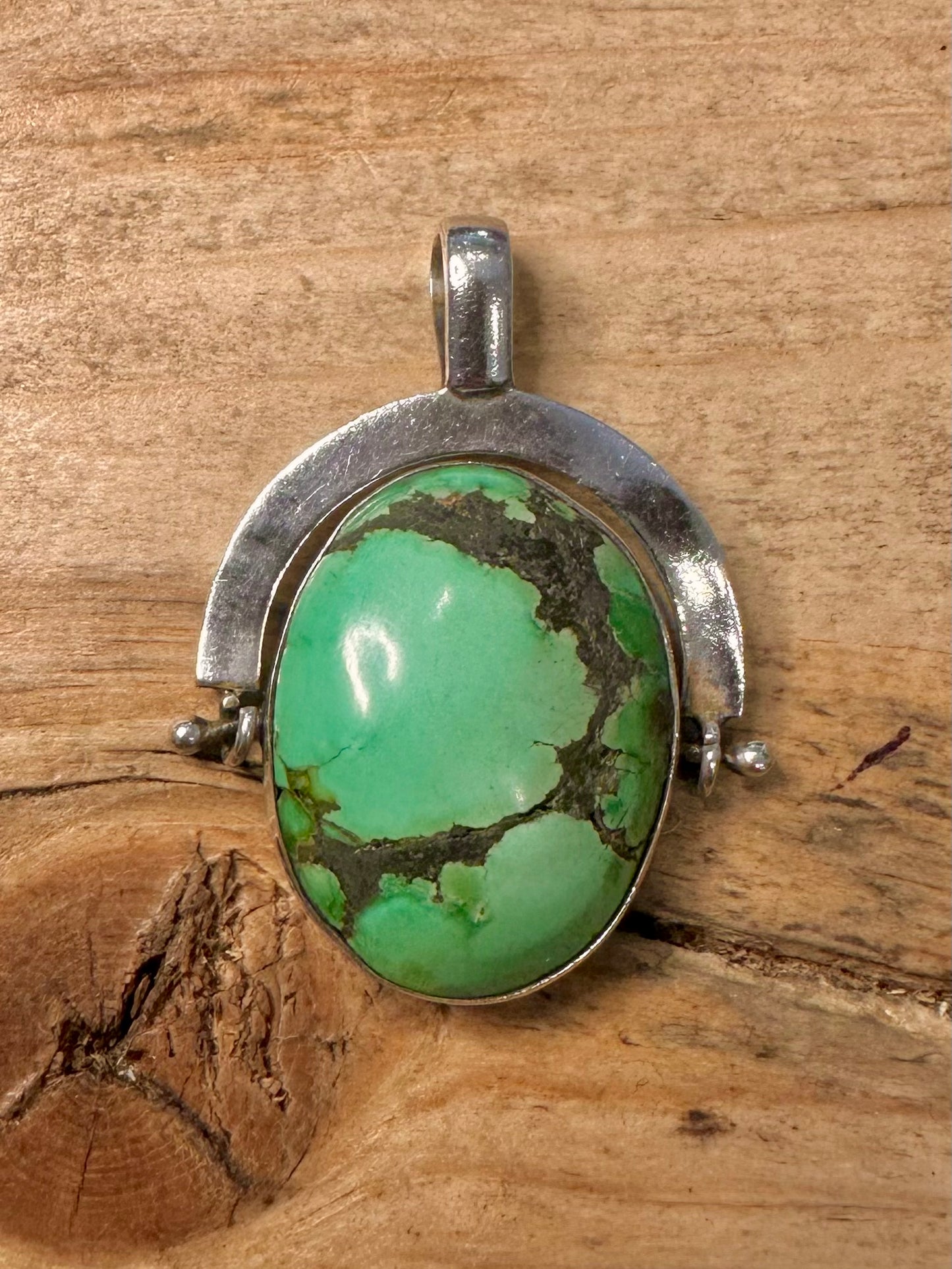 Vintage Turquoise Spinner 925 Silver Pendant