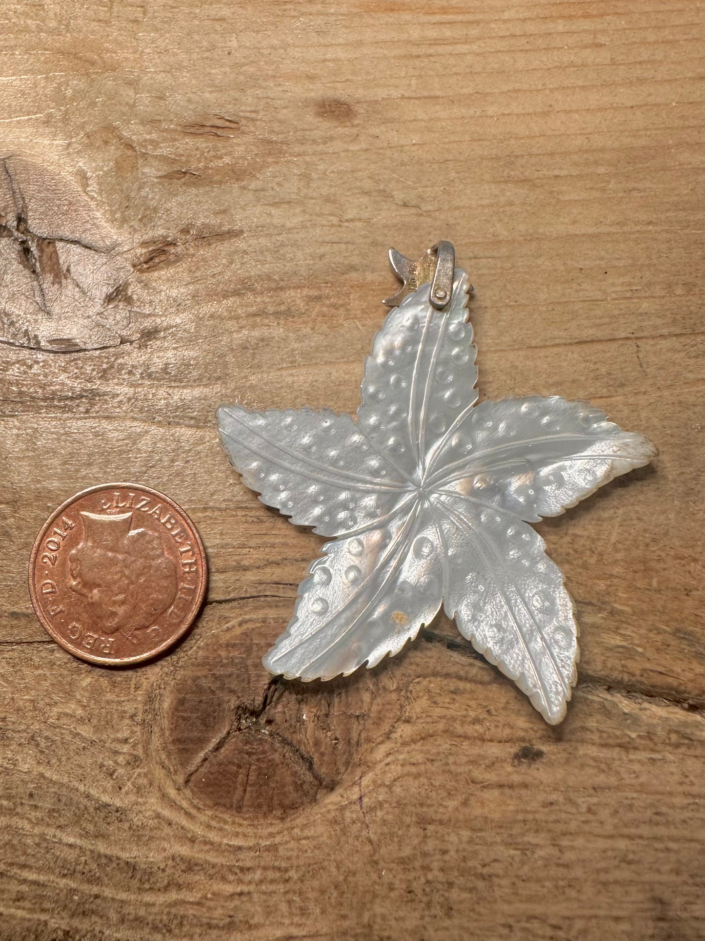 Vintage Mother of Pearl Starfish 925 Silver Pendant