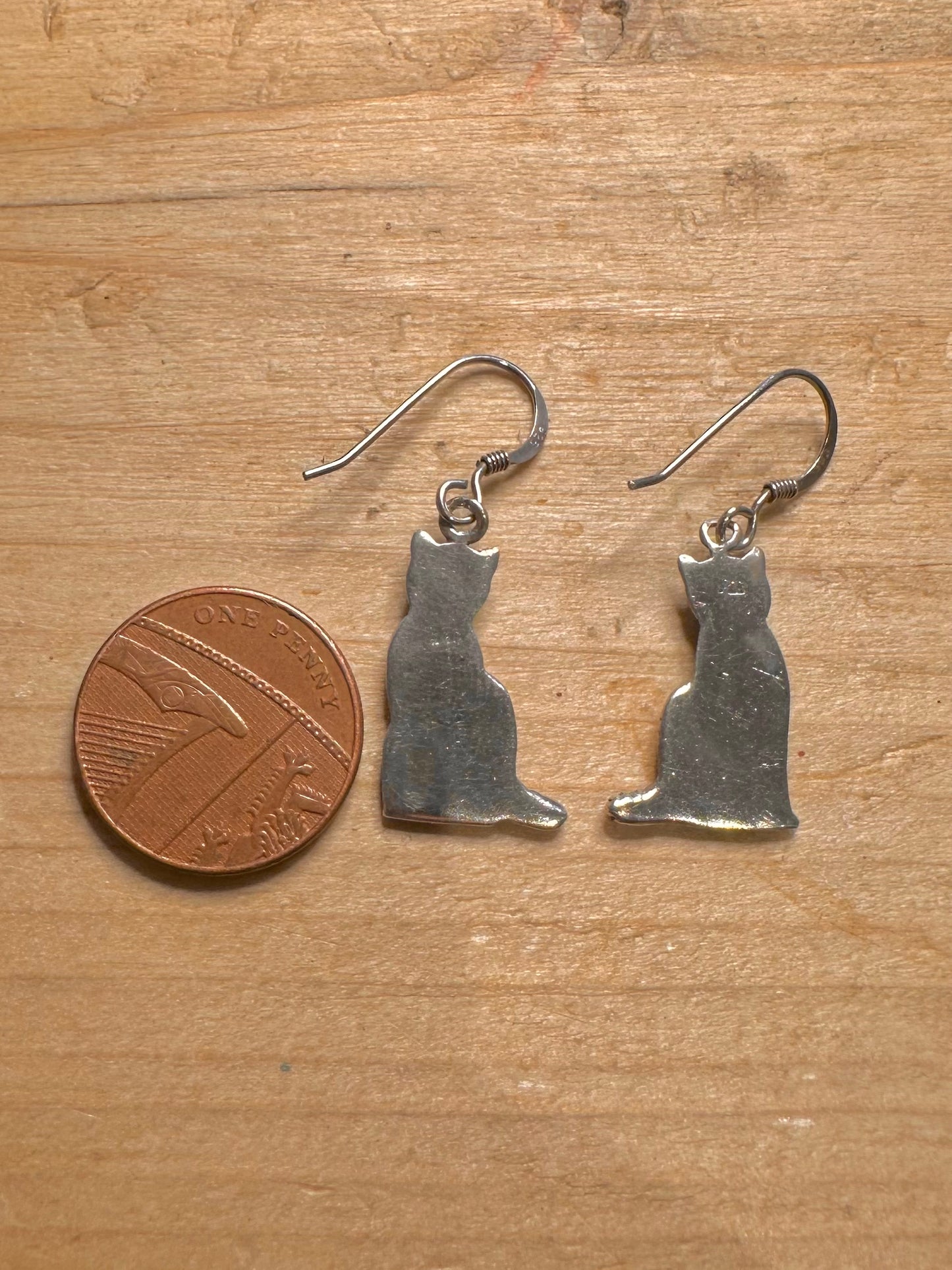 Vintage Cat 925 Silver Earrings