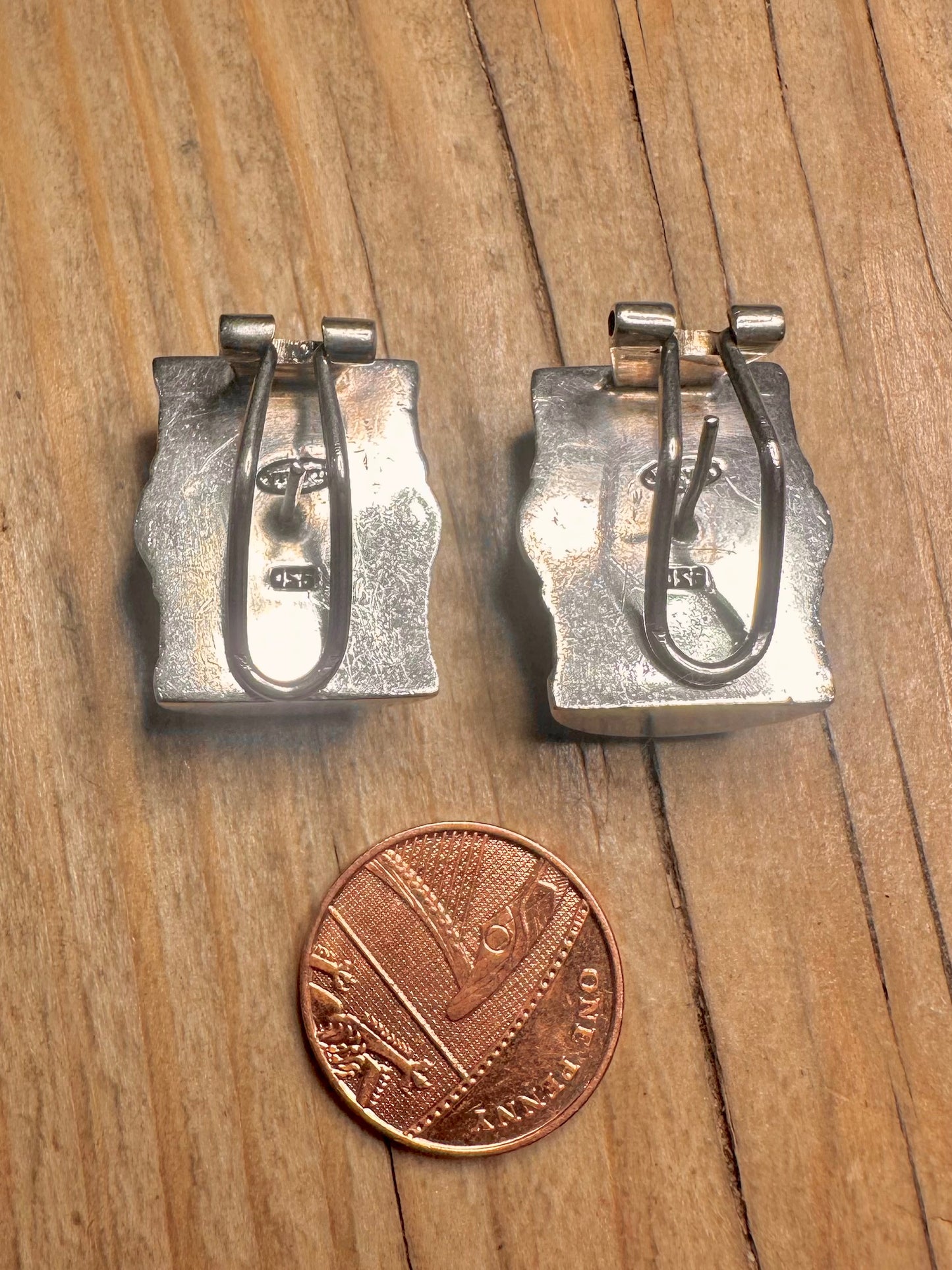 Vintage Chunky Tribal Stud 925 Sterling Silver Earrings