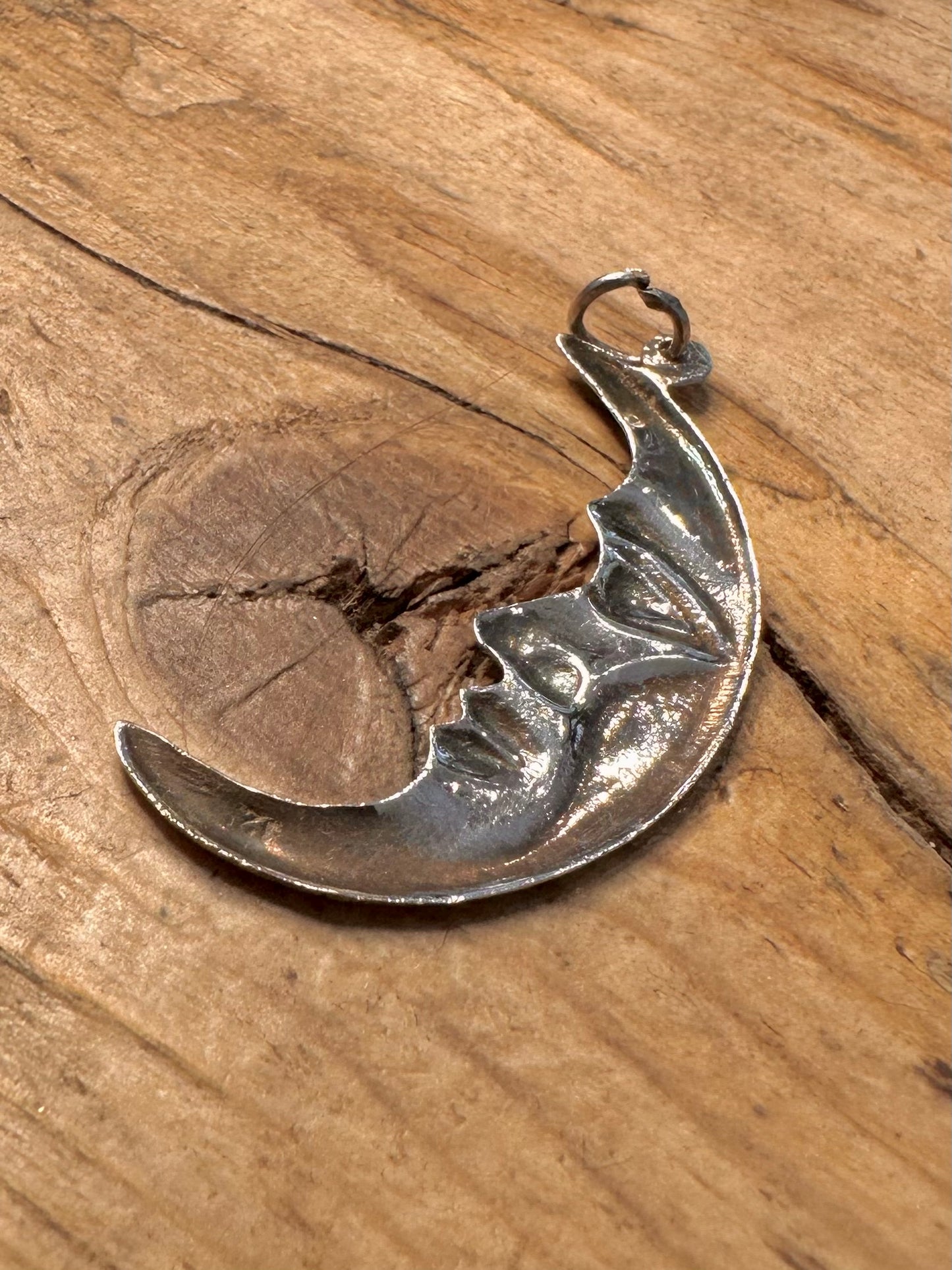 Vintage Moon face 925 Silver Pendant