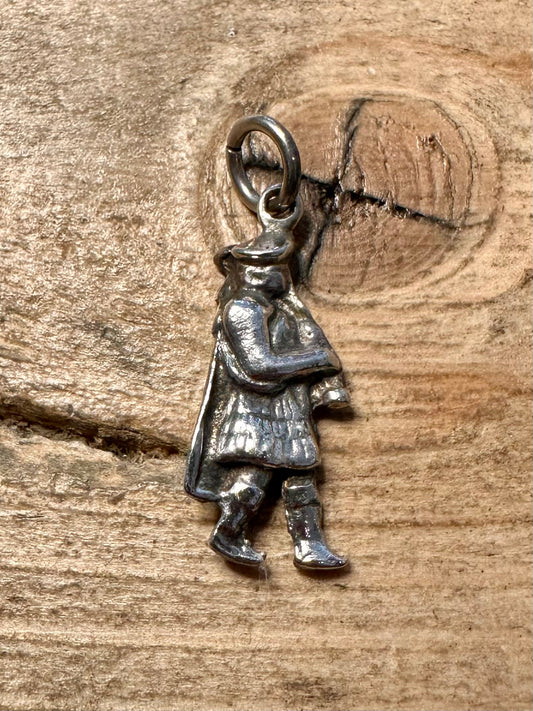 Vintage Bagpipes Player 925 Silver Charm Pendant