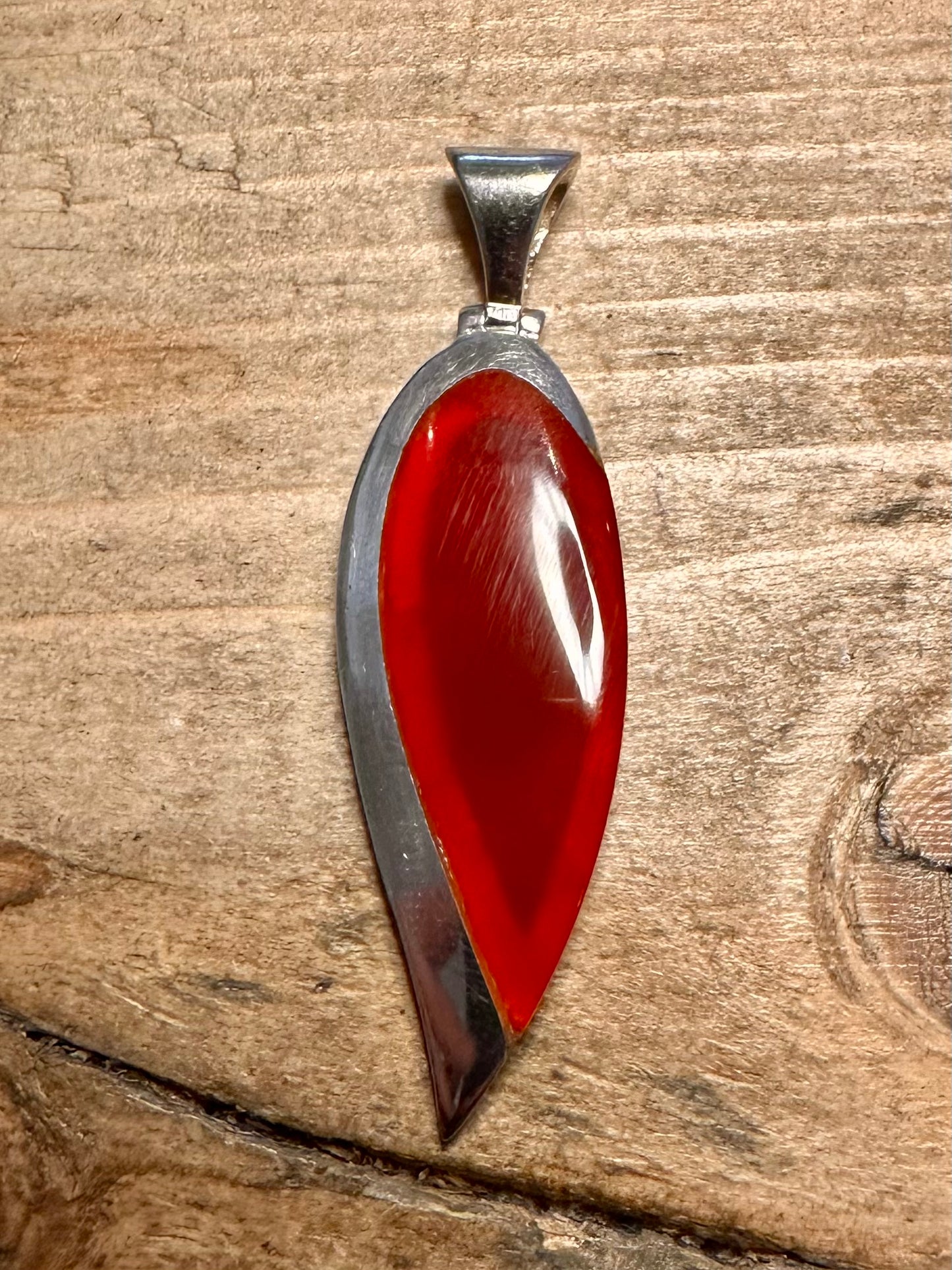 Modernist Carnelian 925 Silver Pendant