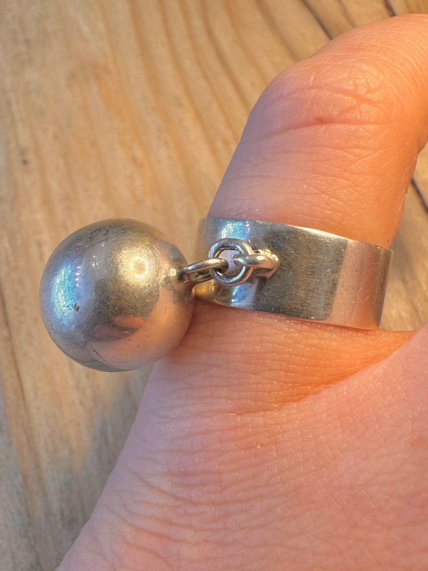 Abstract Dangle Ball 925 Sterling Silver Size N1/2 Ring