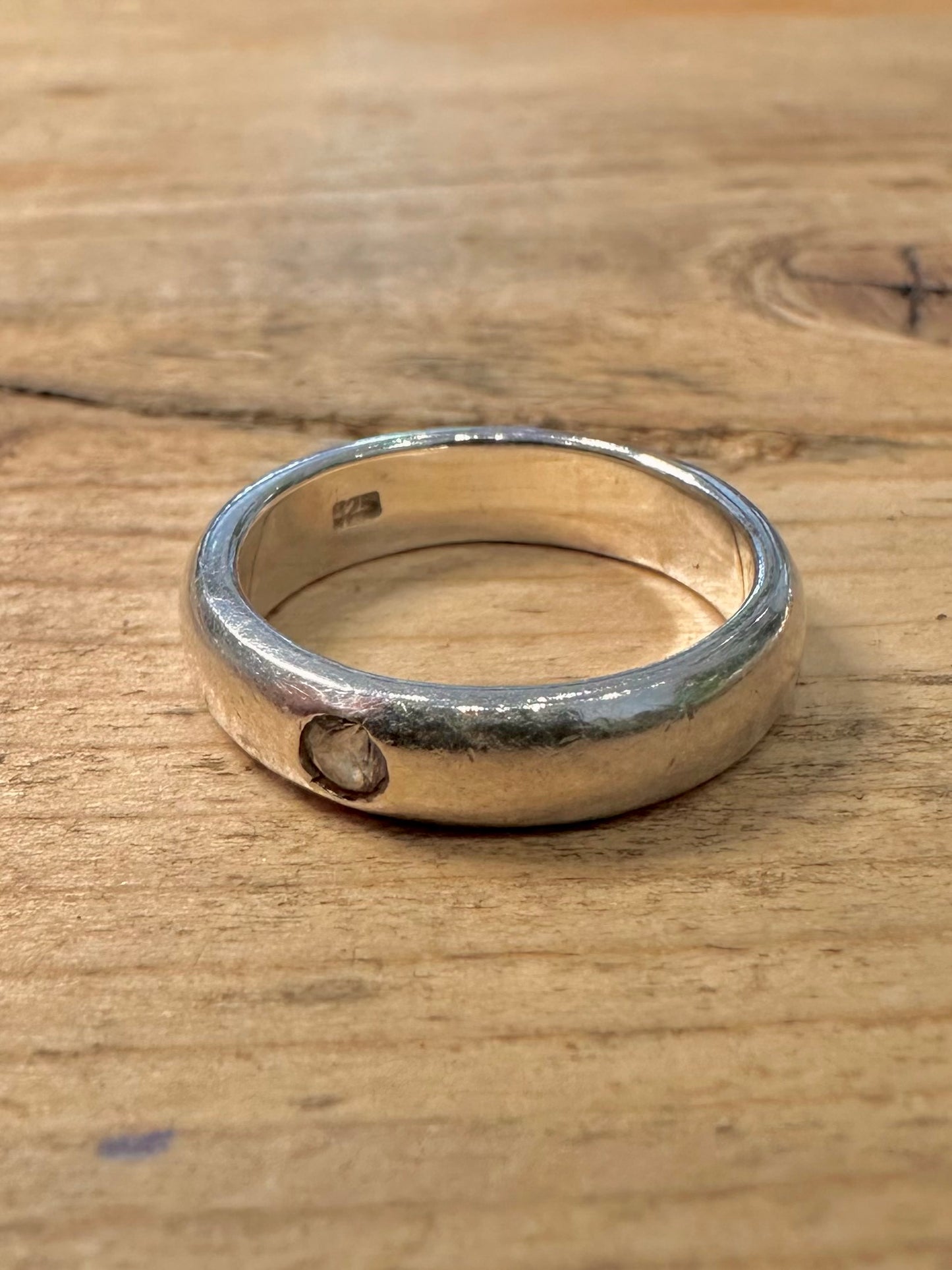 Vintage CZ Band 925 Silver Size N1/2 Ring